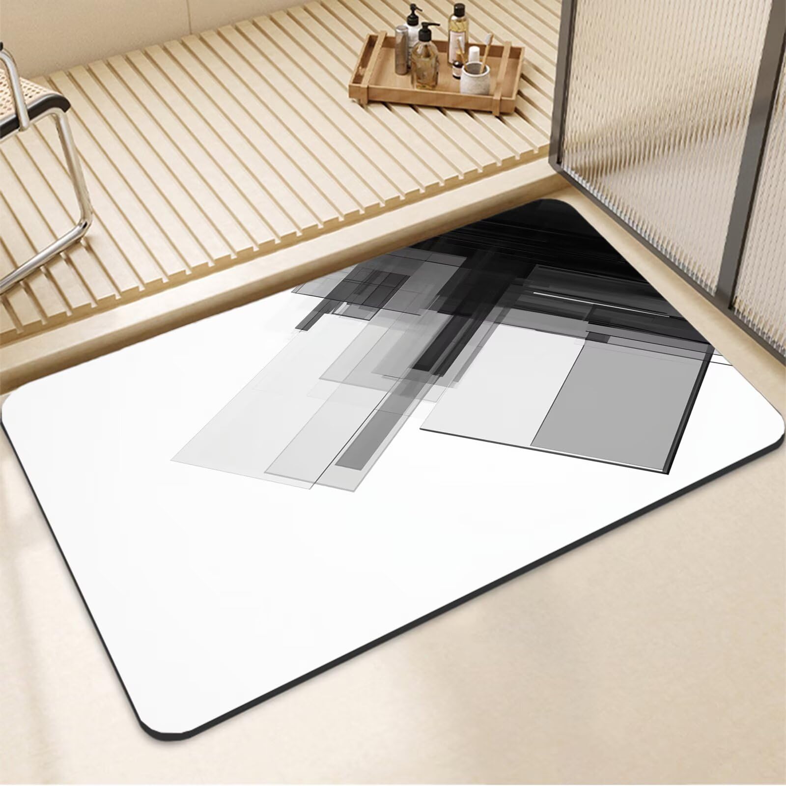 Tappetino da Bagno Antiscivolo Tappeto Bagno Super Assorbente Tappeto Cucina ad Asciugatura Rapida Facile da Pulire Tappetino Doccia Tappeti Cucina per Zerbino Ingresso Interno White 120x160cm 7-1389