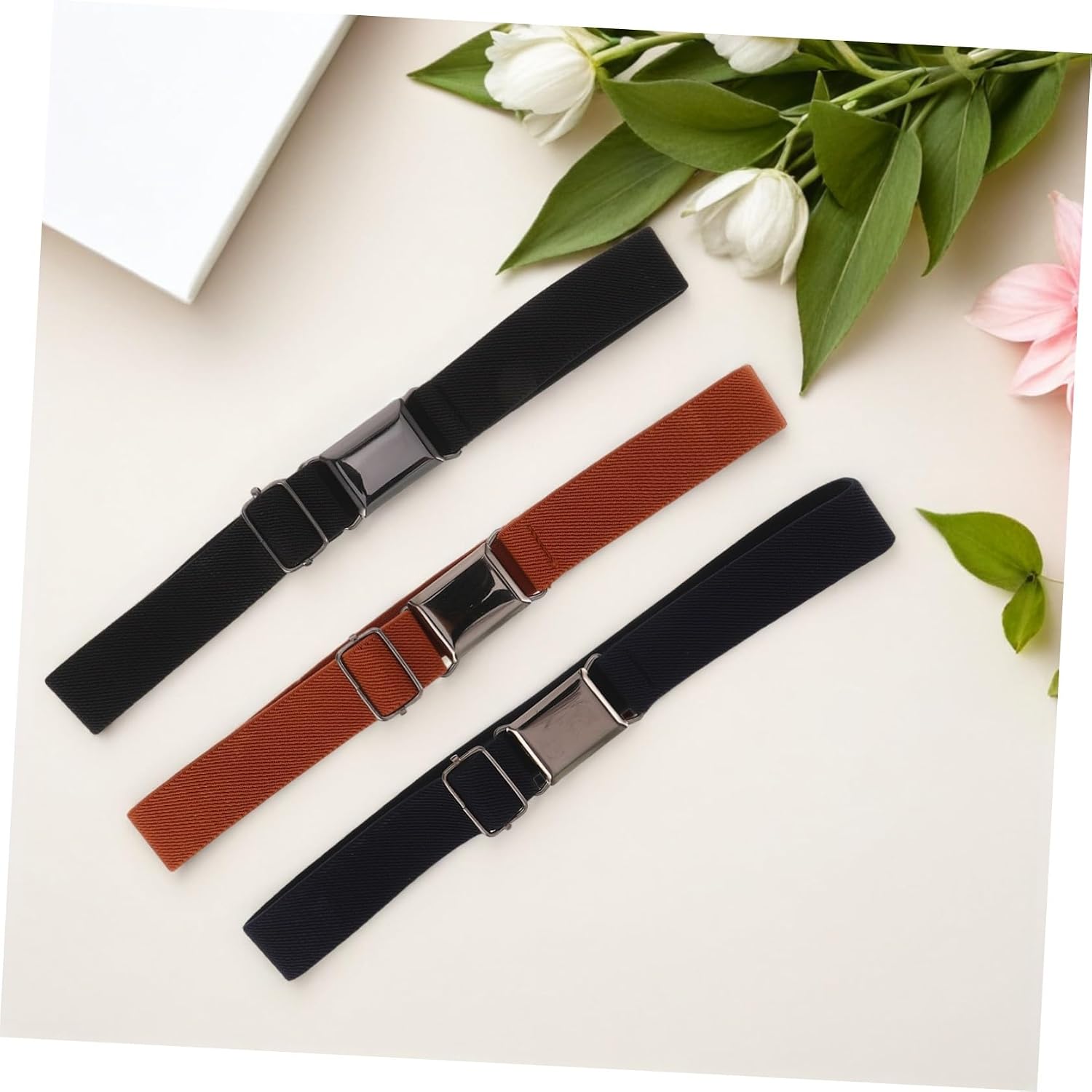 ARTIBETTER 3pcs Adjustable Belt for Boys with Elastic Nylon Strap and Alloy Buckle, Stretch Waistband Supports Growth and Encourages Self-dressing for Outdoor Play and Events