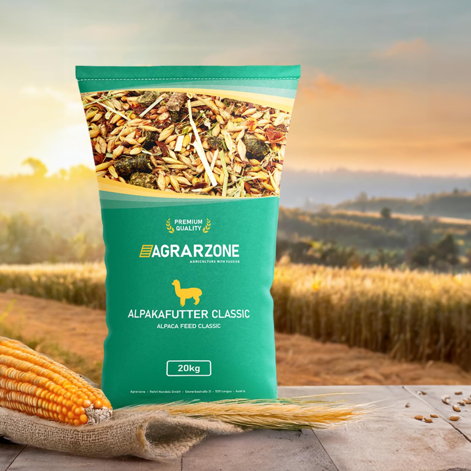 Agrarzone Mangime per alpaca in muesli 20 Kg - Formula muesli 'light' a ridotto contenuto proteico - Ideale per l'alimentazione di alpaca, lama, cammelli e cavalli