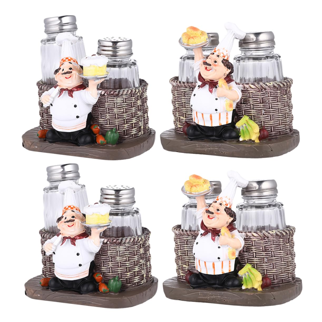 Mikinona 4sätze Streugläser Für Gewürze Gewürzflaschen Gewürzbehälter Mit Deckel Kleines Glas Kleine Gewürzgläser Gewürz-organizer Für Küche Koch-dekorfigur Koch-statue Aus