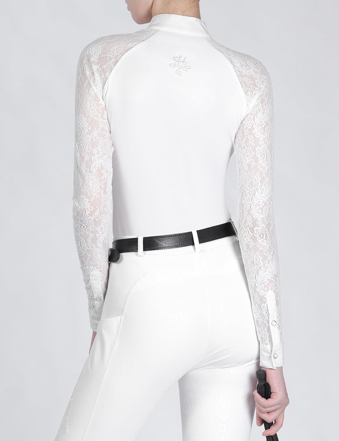 Harrison Howard Women's Slim Fit Long Sleeve Equestrian Show Shirt with Lace Sleeves Elegant Female Lace Top - Image 2