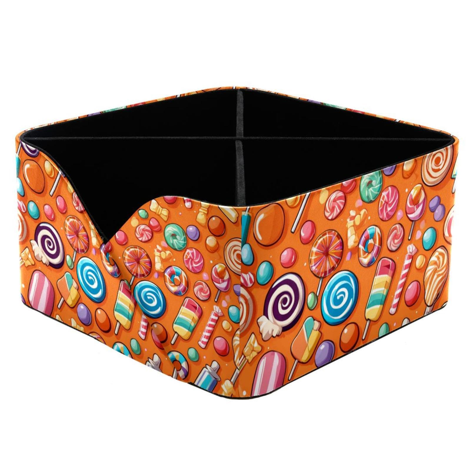 Porte-stylos rectangulaire orange motif bonbons pour enfant et femme