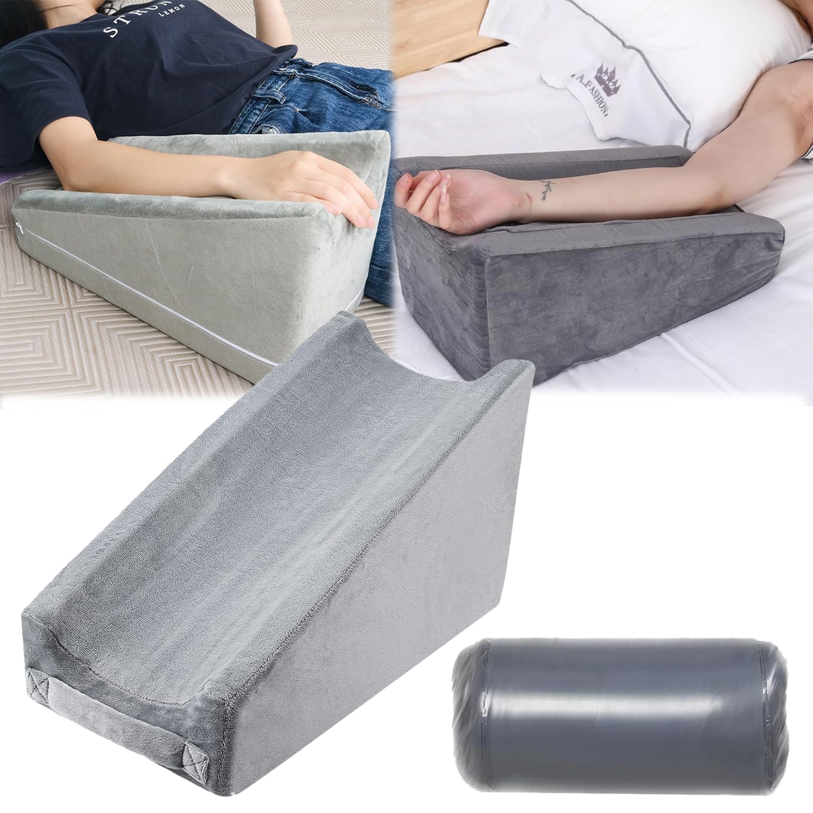 Cuscino Per Elevazione Del Braccio, Cuscino Per Elevazione Della Gamba Con Fodera Per Cuscino Rimovibile Cuscino Per Il Braccio Per Adulti Dopo L'Intervento Chirurgico 40×24×20 Cm, Grigio Chiaro