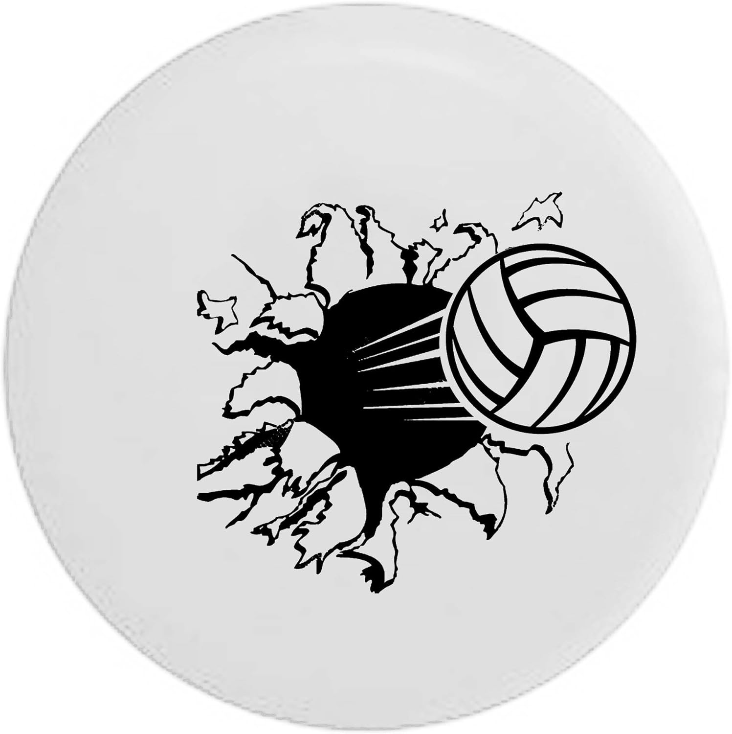 Pike Volleyball Ripping Through Trailer RV Spare Tire Cover White 32 in