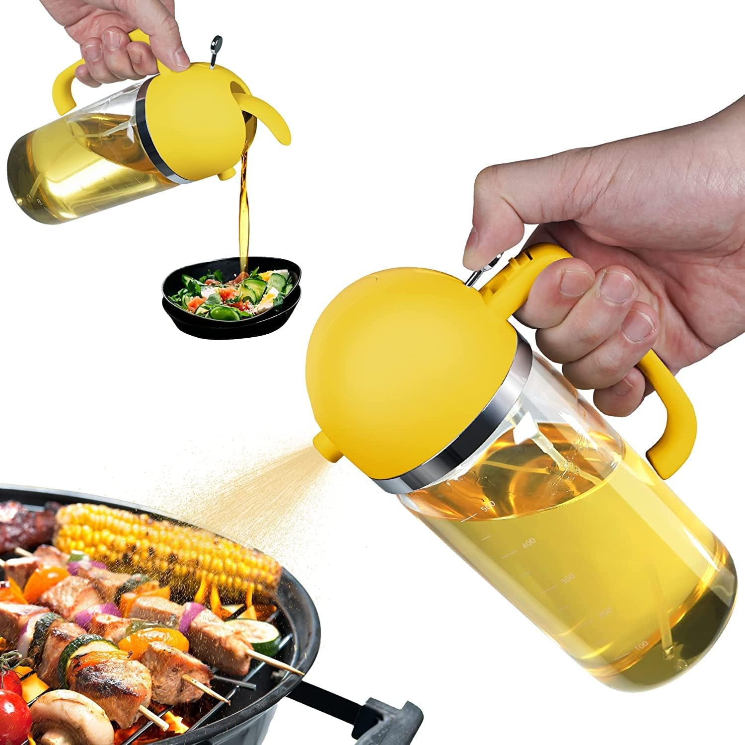 500ml Oil Sprayer, 2 in 1 Olive Oil Sprayer and Oil Dispenser