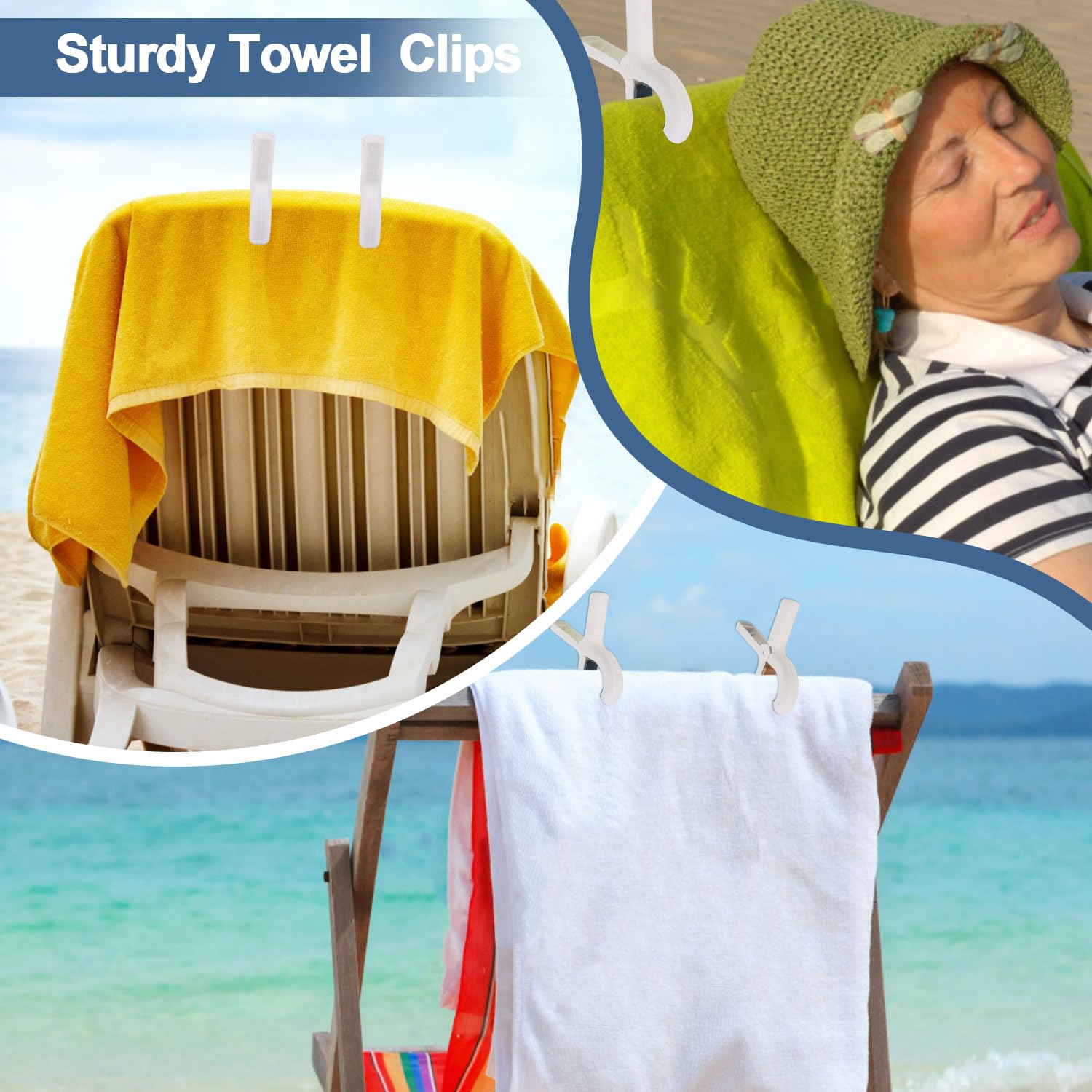 CCINEE 12 Stück Strandtuch-Clips für Strandkörbe, Kreuzfahrt, Kunststoff-Wäscheklammern, Handtuchhalter, Clips, Wäscheklammern, strapazierfähig, Hängeregal