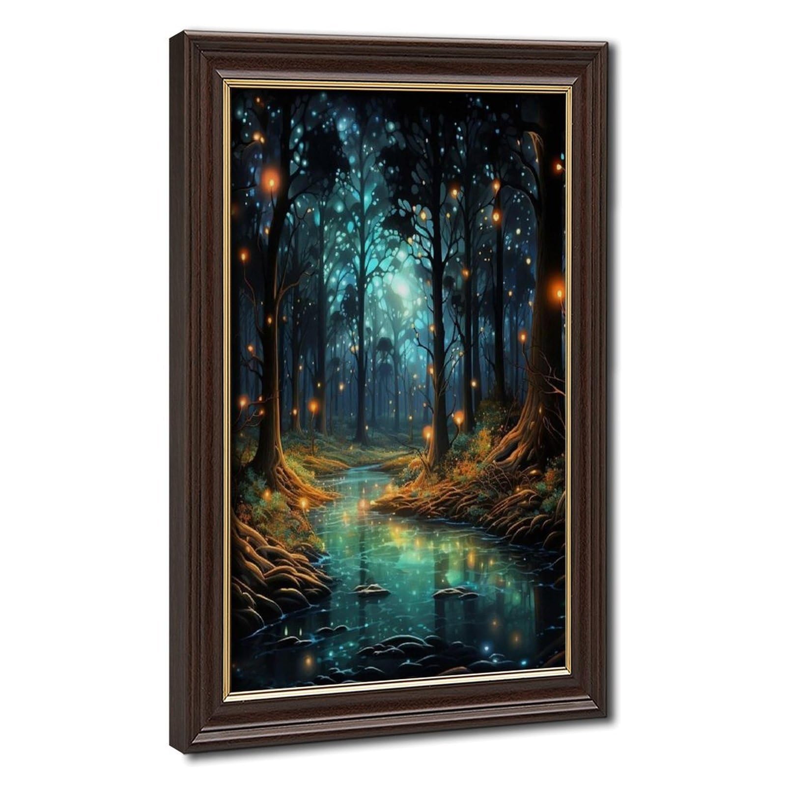 Bareronor Illuminated Forest Fireflies Canvas Poster Bedroom Decor Landscape Office Room Decor Gift 12" L X 18" W