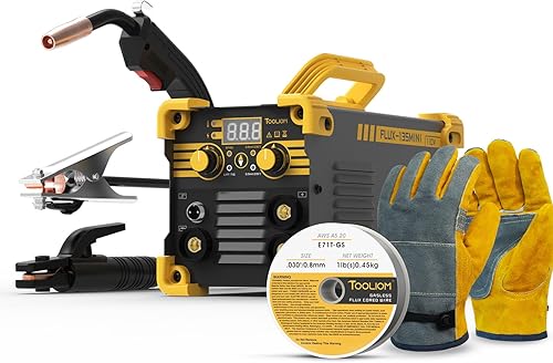 TOOLIOM 135A Mini Soldador MIG de núcleo de flujo 110V Soldador MIG sin gas Flux MIG/Lift TIG/Stick Máquina de soldadura 3 en 1 Portátil