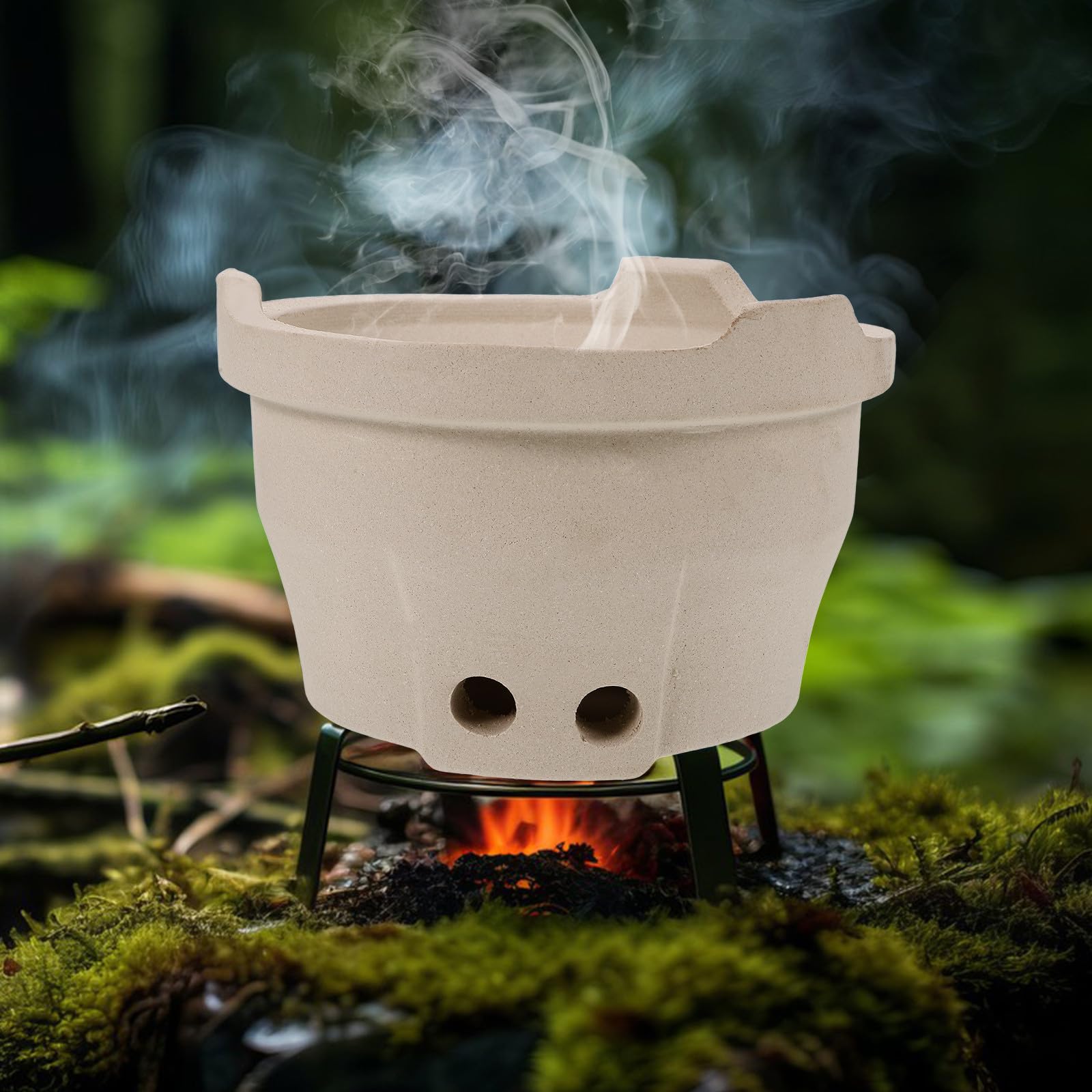 Fornello Barbecue Portatile in Terracotta per Campeggio Braciere per Carbonella, Multi Funzione, per Picnic all Aperto e Attività Outdoor