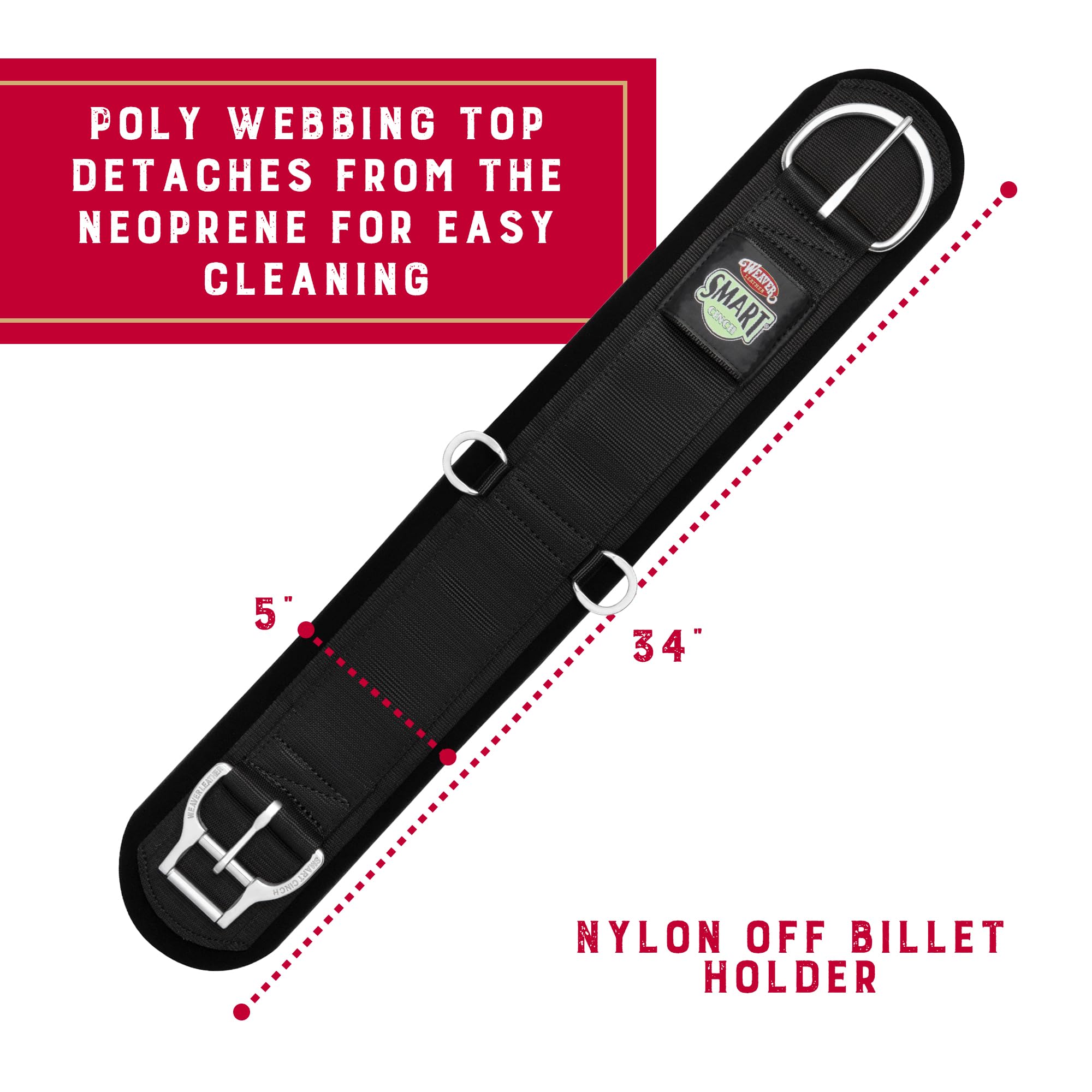 Weaver Leather Neopren Smart Cinch mit Roll Snug Cinch Schnalle