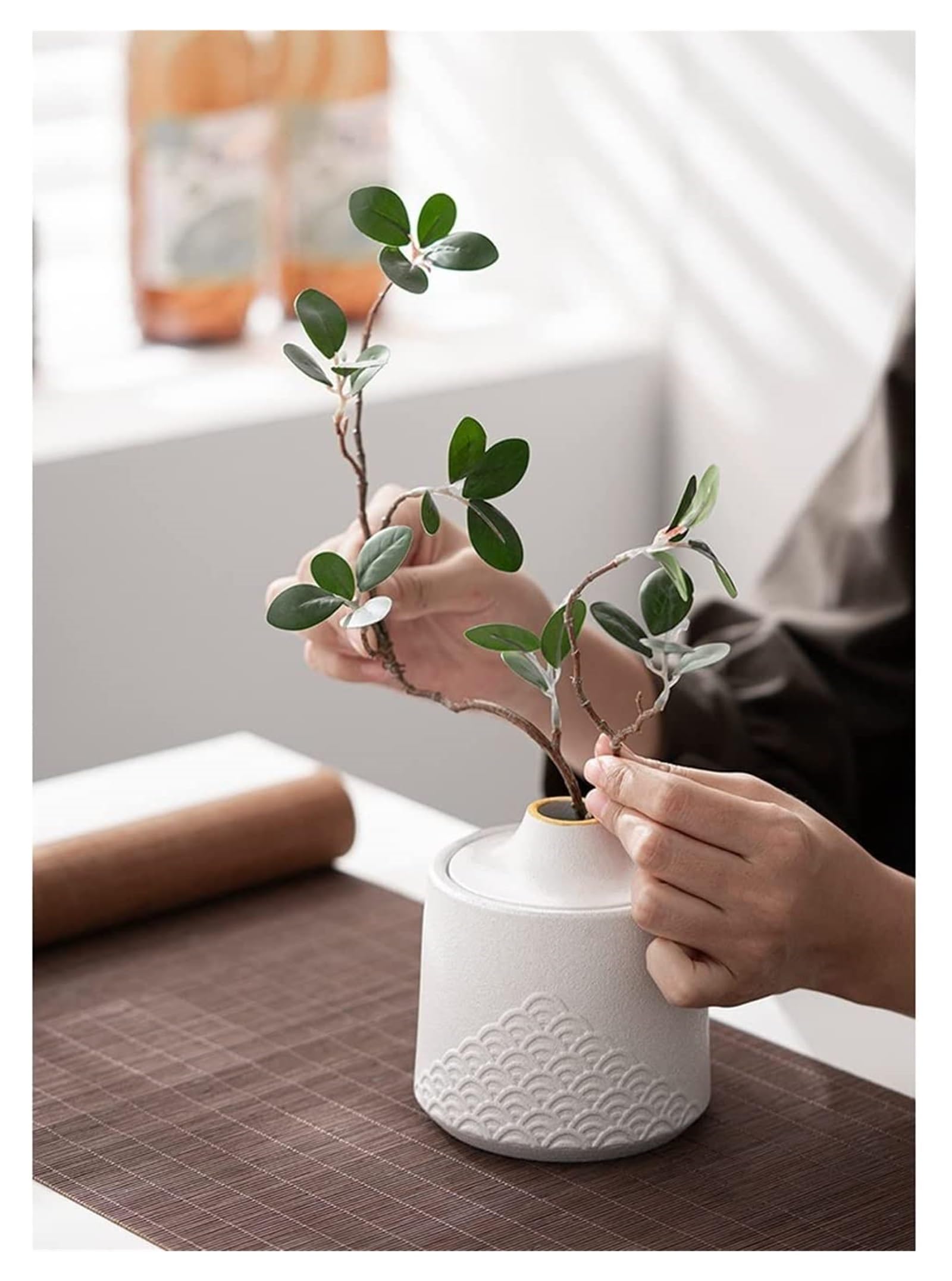 Posacenere Vaso da Fiori Questioni di tè, Vassoio for Cenere in Ceramica Antivento con Coperchio a Imbuto for Esterni ，Posacenere(Green)