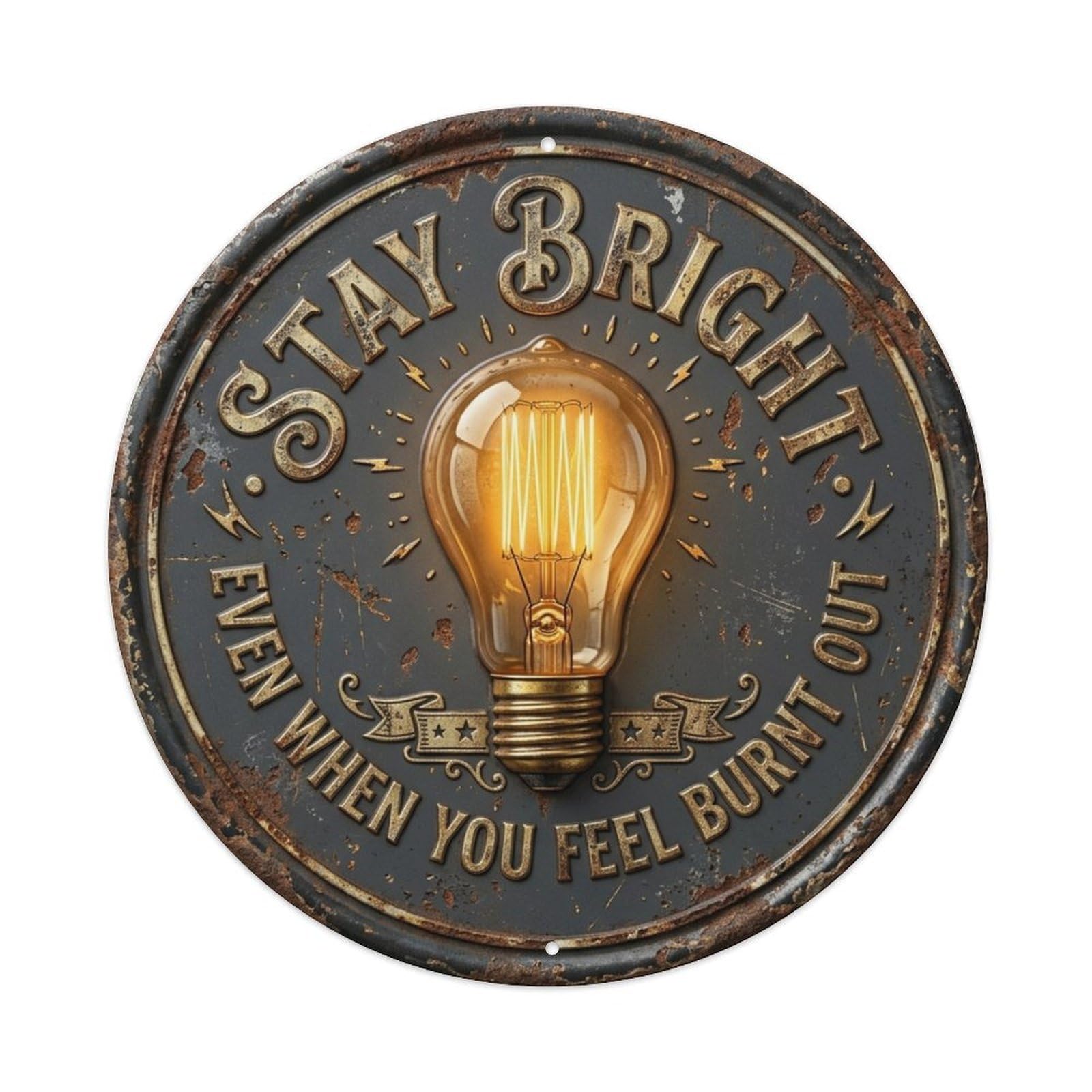 Lightbulb Idea Office Vintage Metal Tin Sign Plaque Wall Decor for Cafe, Club Bar, Office, Garden Metal Poster 8x8Inch