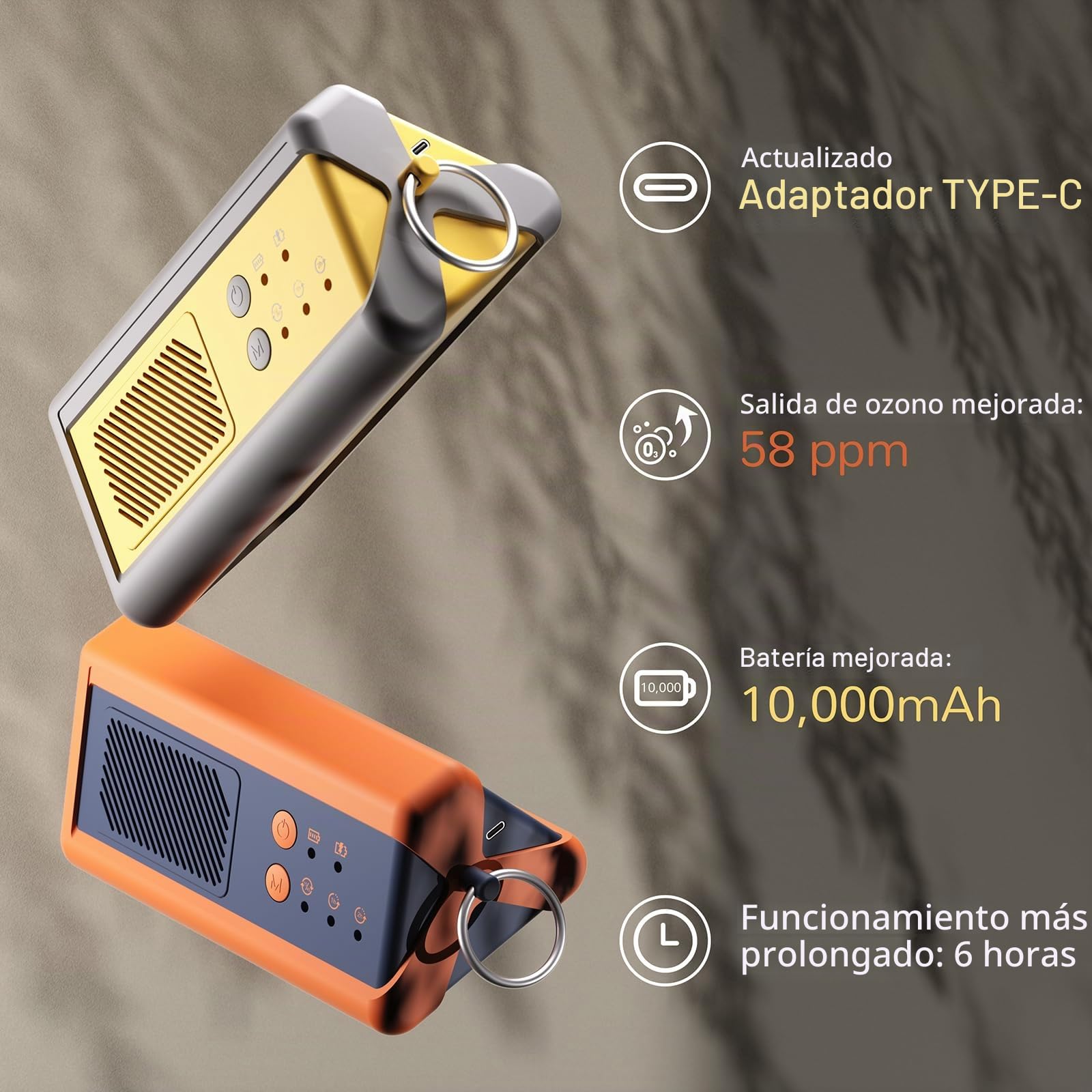 Airthereal PA1K-GO Generador de Ozono Portátil, Inalámbrico y a Batería | Eliminador de olores compacto para coches, baños y oficinas. Batería recargable de larga duración, eficiente y silencioso.