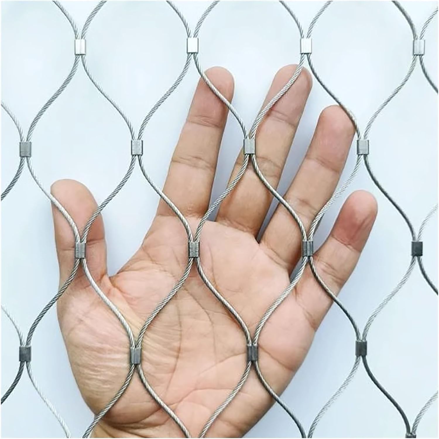 JvFbjLF Stainless Steel Rope Mesh Durable Fence Mesh Snap Connections Flexible Woven Fence Mesh Holes For Farm Garden(Dia1.5mm,7cm)