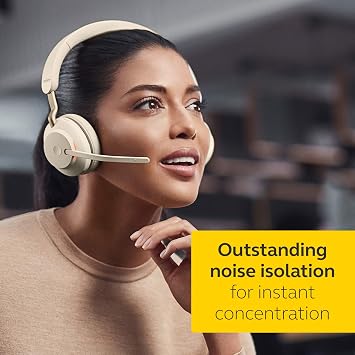 Jabra Evolve2 65 USB-C MS Stereo - Beige Wireless Headset/Music Headphones
