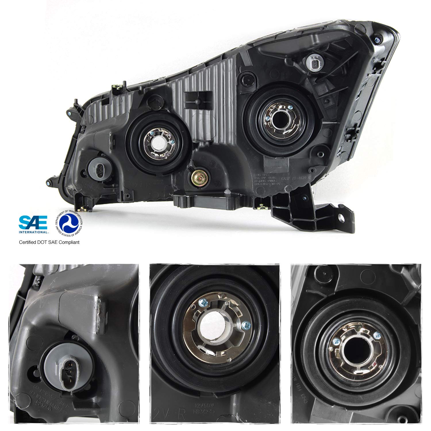 AKKON - Fits 2008 2009 2010 2011 2012 Honda Accord Sedan 4Door Black Headlights w/Amber Corner Signal Pair Left+Right