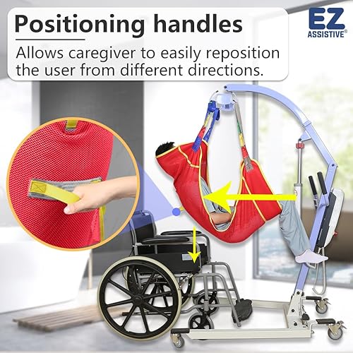 Miniatura 10 de EZ Assistive Hoyer - Eslinga de elevación universal de cuerpo completo para elevación o traslado de pacientes, con tela de malla, adecuada para
