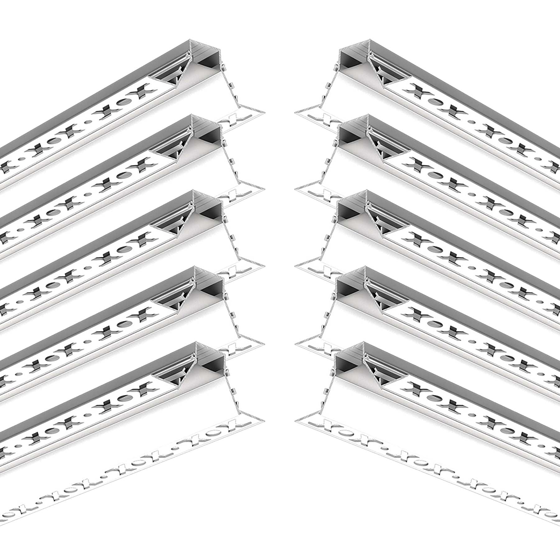 G.W.S® Plaster-in Trimless Recessed LED Profile, 10-Pack Aluminium Channel for LED Strip Light, 1 Metre 90mmx35mm (317-C9035)