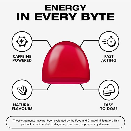 Miniatura 4 de Energy Bytes Gomitas de cafeína  Masticables de energía instantánea para correr, ciclismo y rendimiento deportivo  Veganas, bajas en azúcar  Paquete