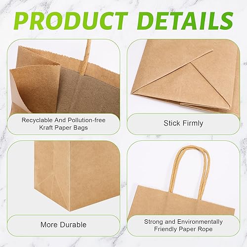 Miniatura 3 de Bolsas de papel marrón con asas, 125 bolsas de regalo pequeñas marrones, bolsas de papel kraft de 5.9 x 3.15 x 8.25 pulgadas, bolsas pequeñas de