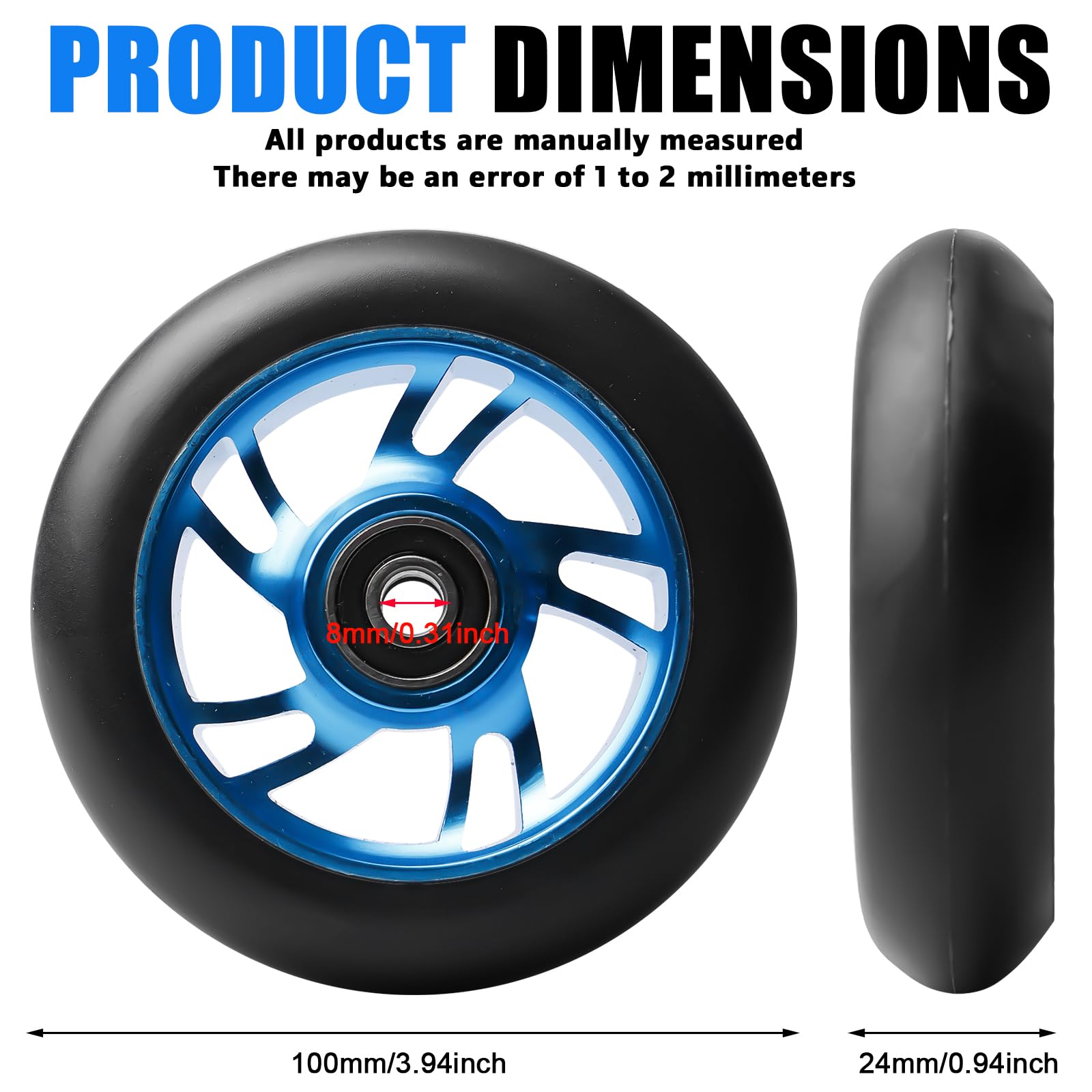 Scooter Rollen Set 4-tlg - 120mm + 80mm Ersatzräder Für Stuntscooter