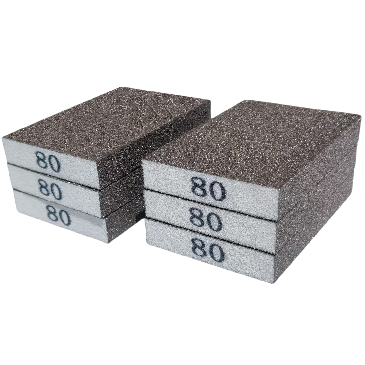 6 PCS 80 Grit Hand Sanding Blocks Set - Medium Sander Sponge, Wet and Dry Dual-use Sanding Sponges, Washable and Reusable, Ideal for Wood Metal Wall Polish