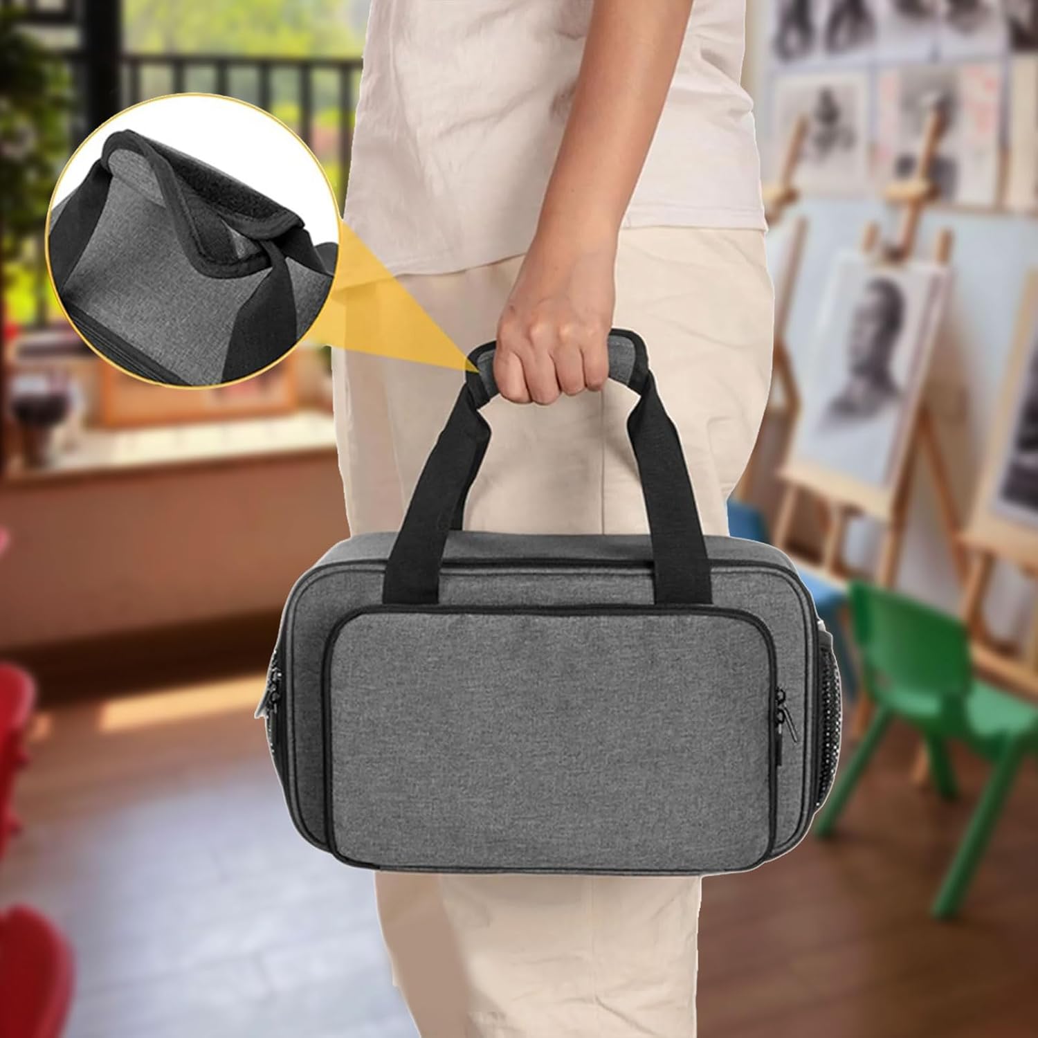 アートペイントキャリーバッグ アクリルオーガナイザー キャリーケース ボトルチューブブラシ収納 ペイント収納