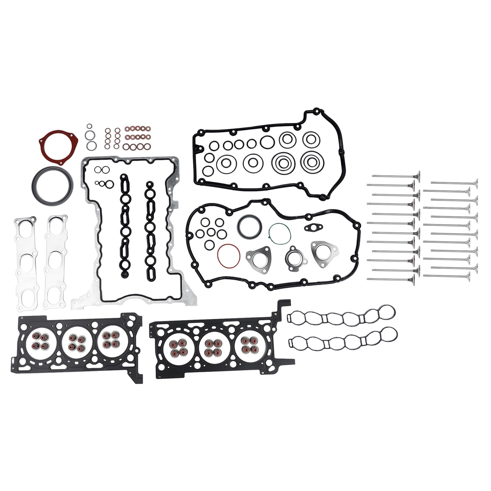 Juego de Juntas de Culata+Válvula de entrada y salida Compatible con RAM 1500 DS 300C Gra-nd Cher0kee 3.0 CRD 51046000 10205300 10205400 68147269AA 68147265AA
