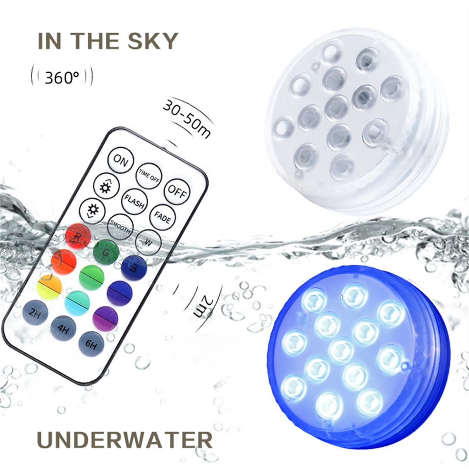 HEXEH Lumière sous-Marine Lumière Rechargeable 13 LED RVB Lumières LED Submersibles magnétiques sous-Marines IP68 Piscine imperméable Piscine Tank Étang Light Lumières d'étang