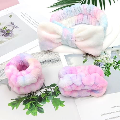 Miniatura 7 de CIEHER 6 diademas de spa para mujer, diadema de maquillaje para mujer, banda elástica para lavar la cara, banda de pelo suave con lazo a juego,