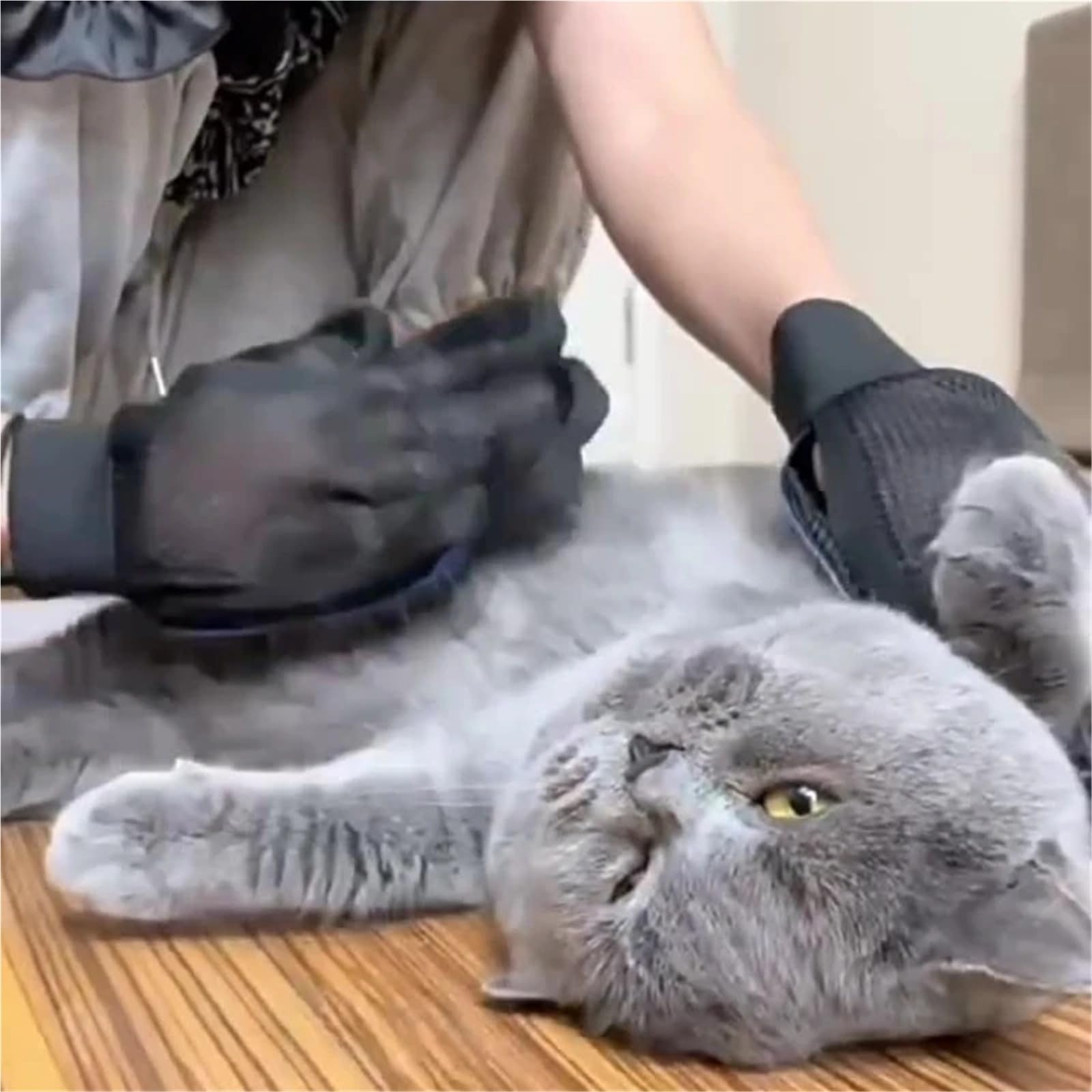 Guantes de silicona para mascotas para perros y gatos, cepillo para el pelo y guantes de peine para baño (azul izquierdo, 1 unidad)