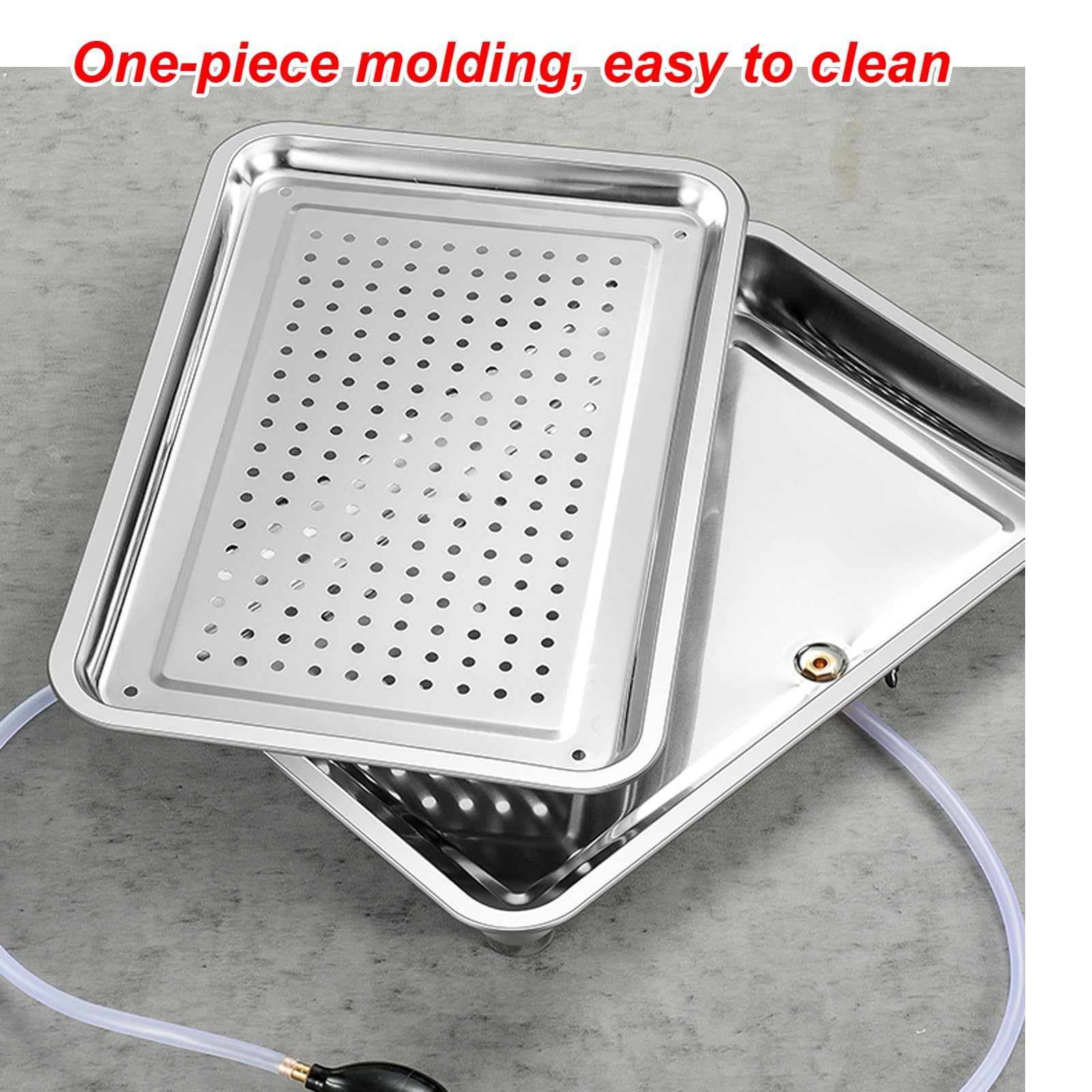 Bandejas de Goteo de Acero Inoxidable 304, Tray de Cocina, con Tubo de Drenaje en La Parte Inferior, Ideal para Comedor y Sala de Estar(40x30CM/16x12IN)