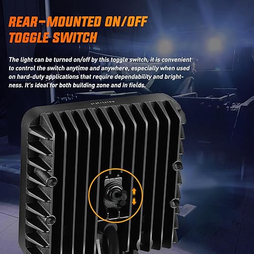 Miniatura 7 de Nilight Luz de trabajo LED cuadrada de 4.3 pulgadas con interruptor de palanca integrado, 2 lámparas de inundación de 60 W 150 para vehículos