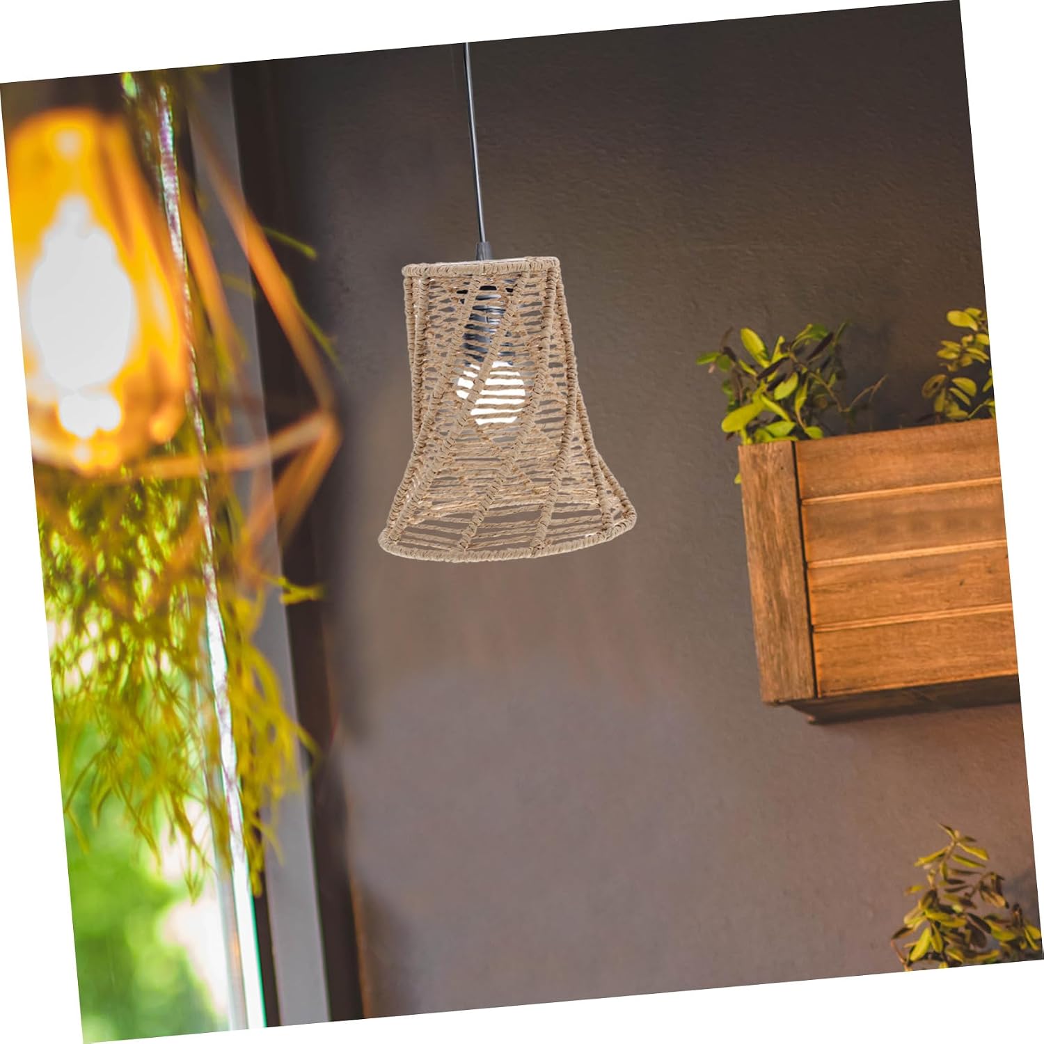 STOBAZA Woven Lamp Shade for Boho Decor Handmade Light Cover for Living Room Bedroom and Dining Areas Replacement Lampshade Cozy Ambiance and Stylish Design