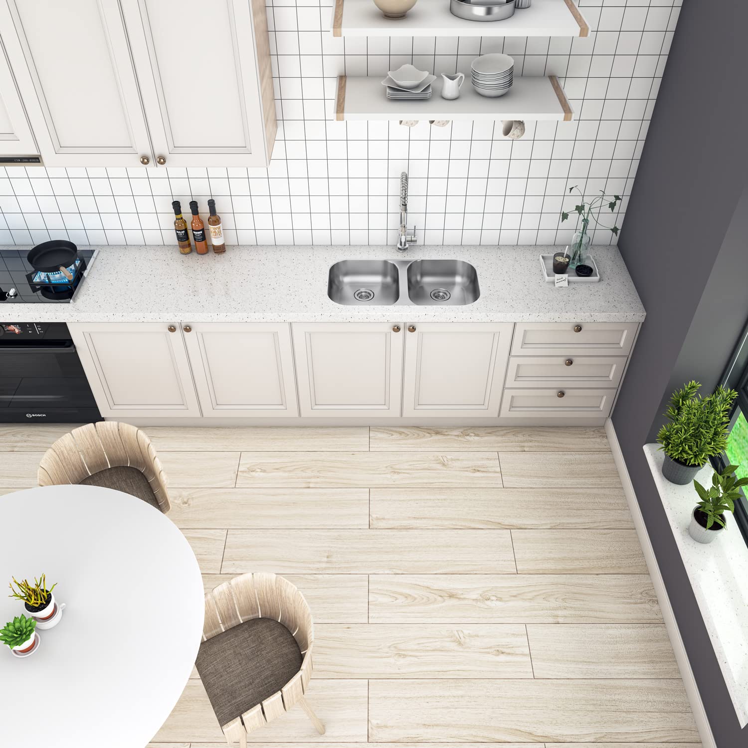 Sinber 32" x 18" x 5.5" Undermount Double Bowl Kitchen Sink with 18 Gauge 304 Stainless Steel Satin Finish MU3218D-ADA (Sink Only)