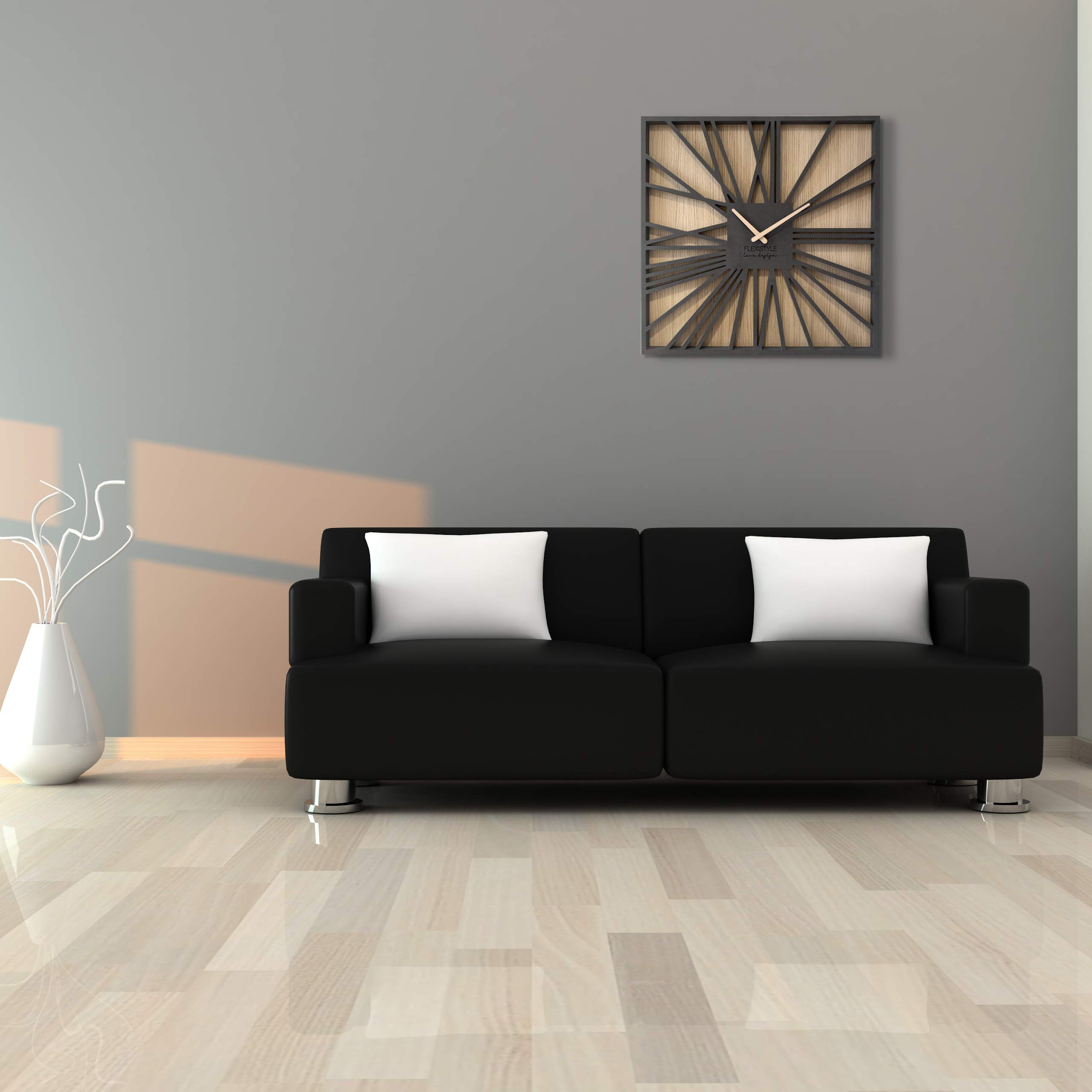 FLEXISTYLE Lamel Vierkante wandklok zonder tikkende geluiden