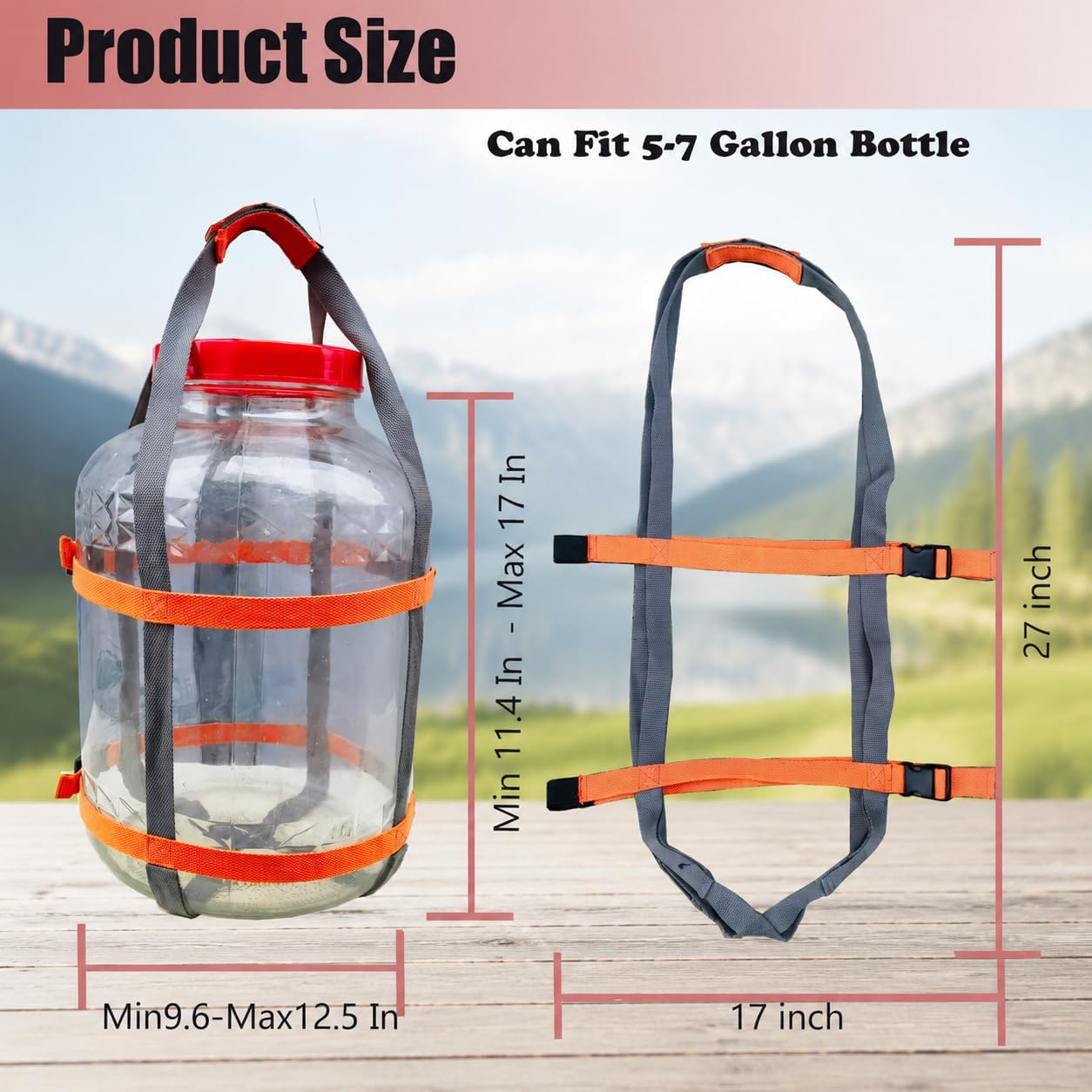 6 Gallon Glass Carboy Easy-Carry Strap, Adjustable Carboy Carrier for 5-7 Gallon Glass Carboys, Auto-Fit Lifting Strap, Single or Two Person Handle for Home Brewing, No Carboy