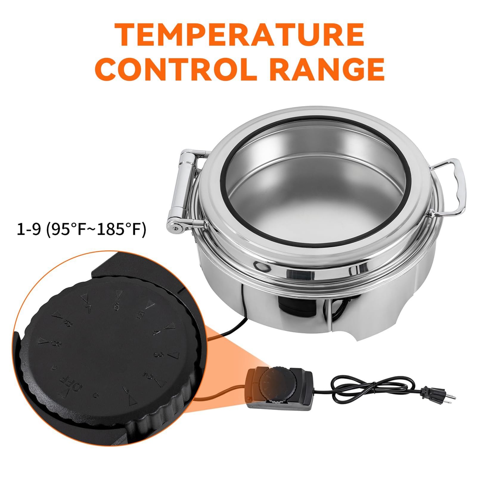 Calentador de Alimentos eléctrico Redondo de Acero Inoxidable de 400 W, Calentador Inteligente para Buffet, Ideal para cenas, Fiestas y Banquetes de Boda.