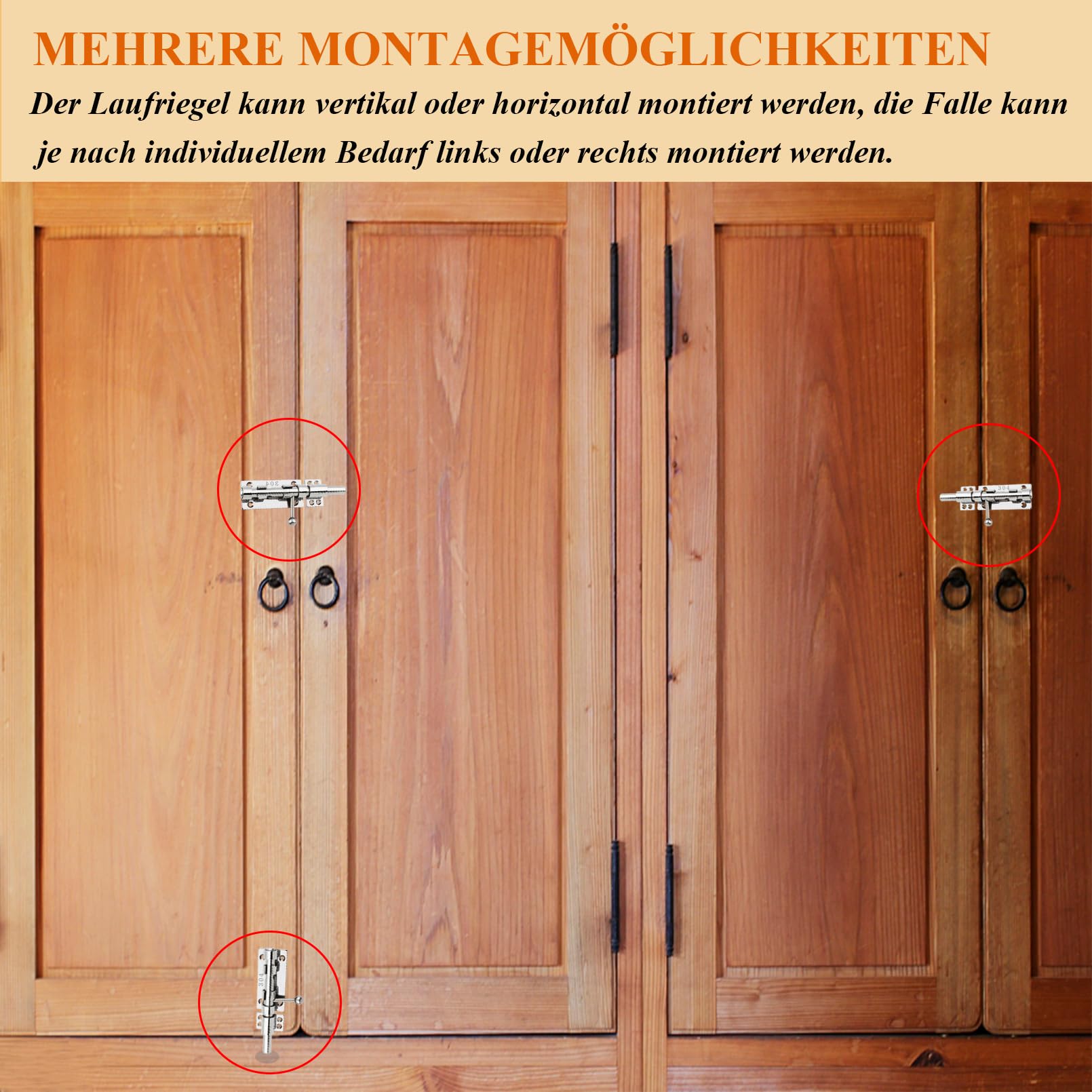 Schieberiegel-Torriegel 304-Edelstahl-Laufriegelriegel robustes Türsicherheitsschloss verdickte Türriegel-Hardware mit Befestigungsschrauben für Scheunenzaun Schuppen Keller 16cm