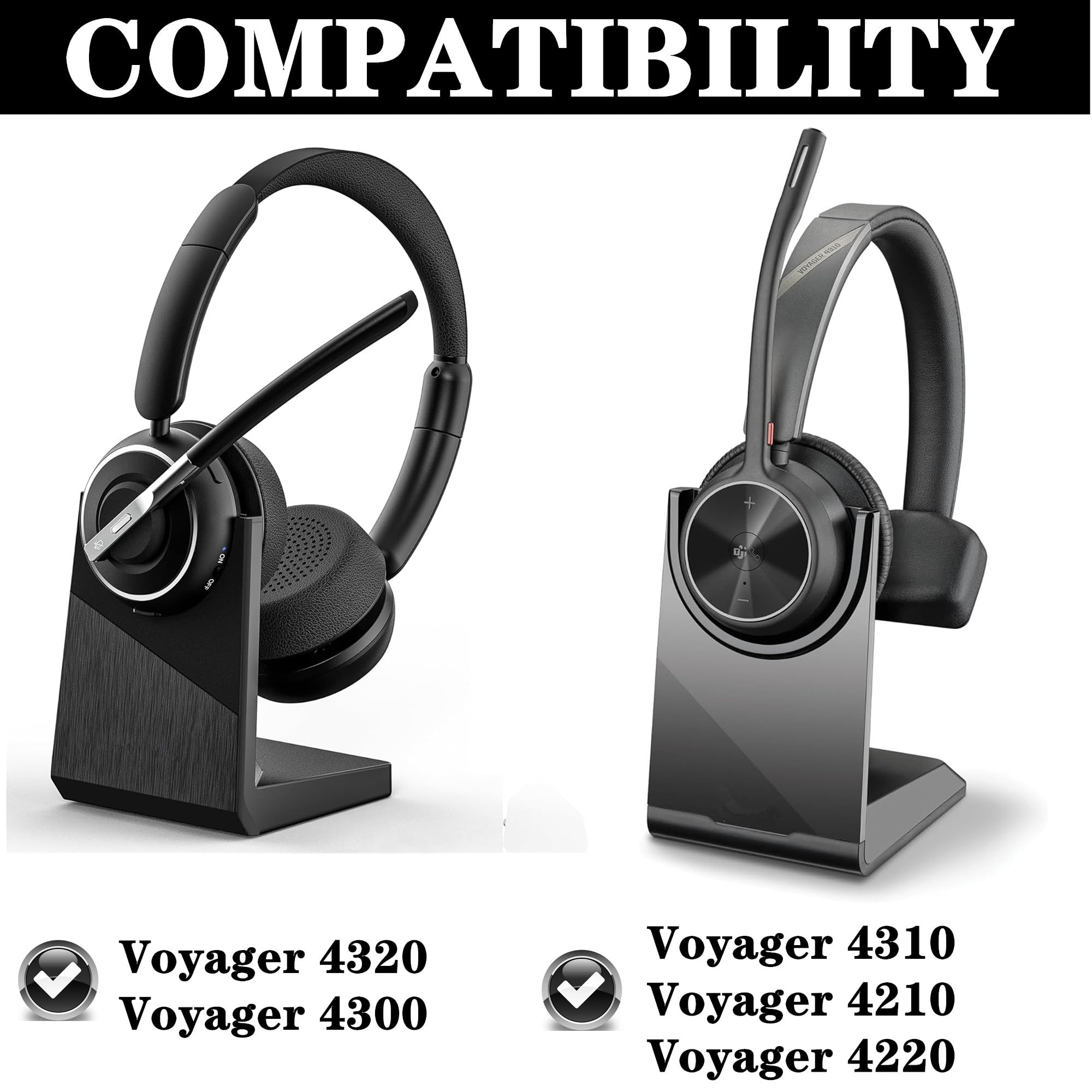 HTINDUSTRY Premium Vervangende Oorkussens Compatibel met Poly Voyager 4310 UC/4320 UC/Voyager Focus UC/Voyager Focus 2 UC Hoofdtelefoon Oorkussens met Zachter Proteïneleer/Geheugenschuim