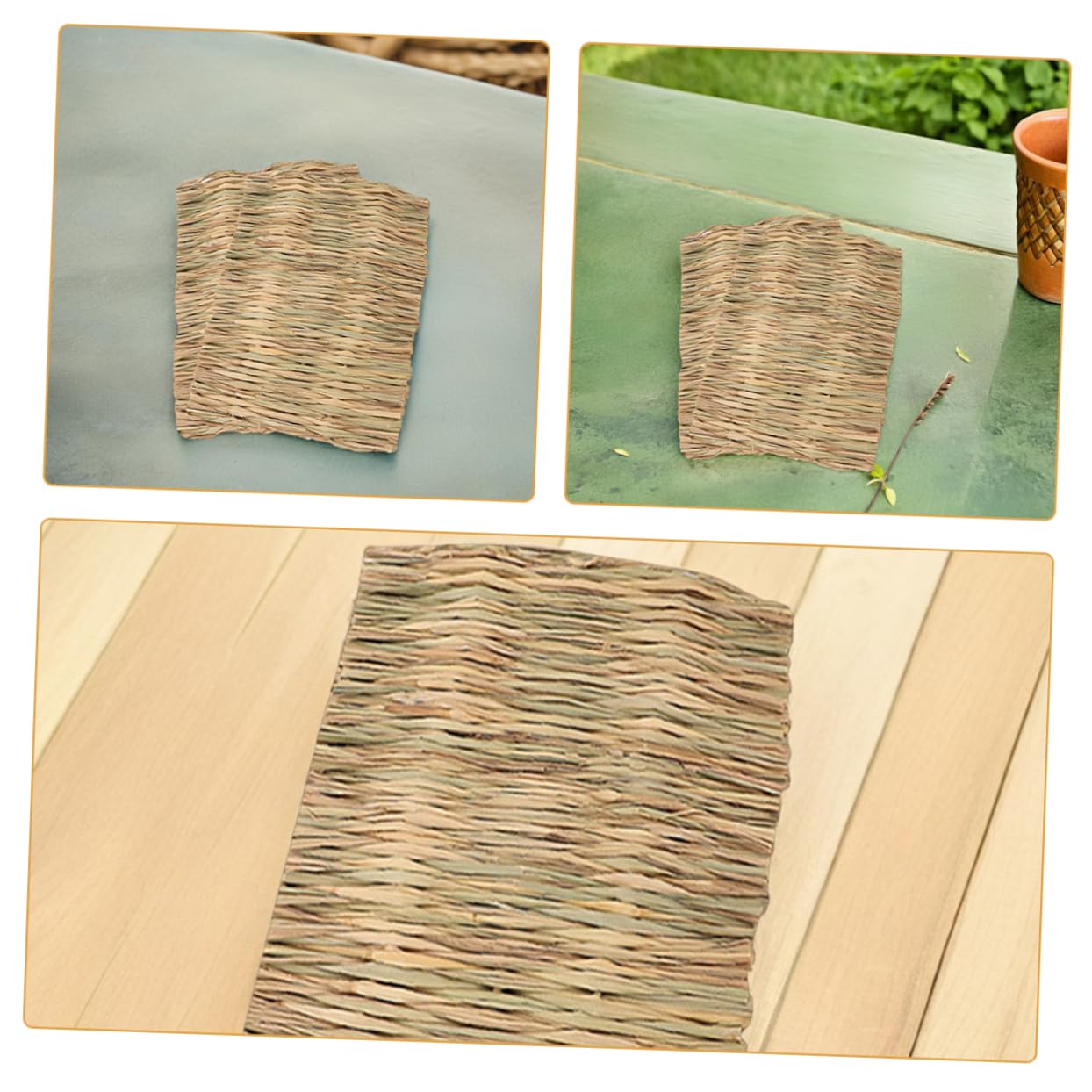 Toyvian Lot de 2 Nattes en Herbe Tressée pour Lapin, Couchage pour Petits Animaux, Usage en Cage, Repos Confortable et Jouet à Mâcher