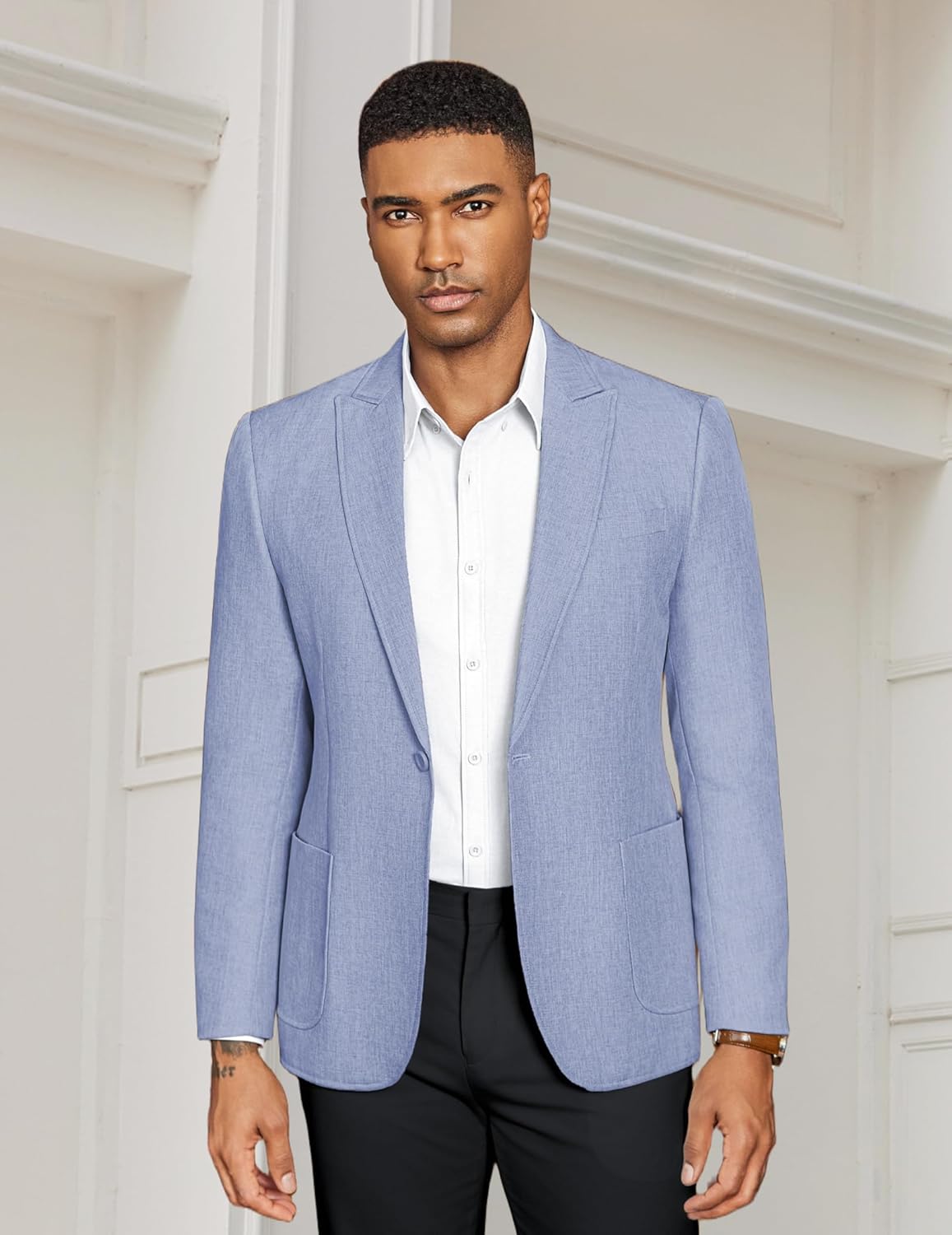 COOFANDY Men's Casual Blazer Slim Fit Sports Coat One Button Business Retro Suit Jackets for Wedding Party - Image 2