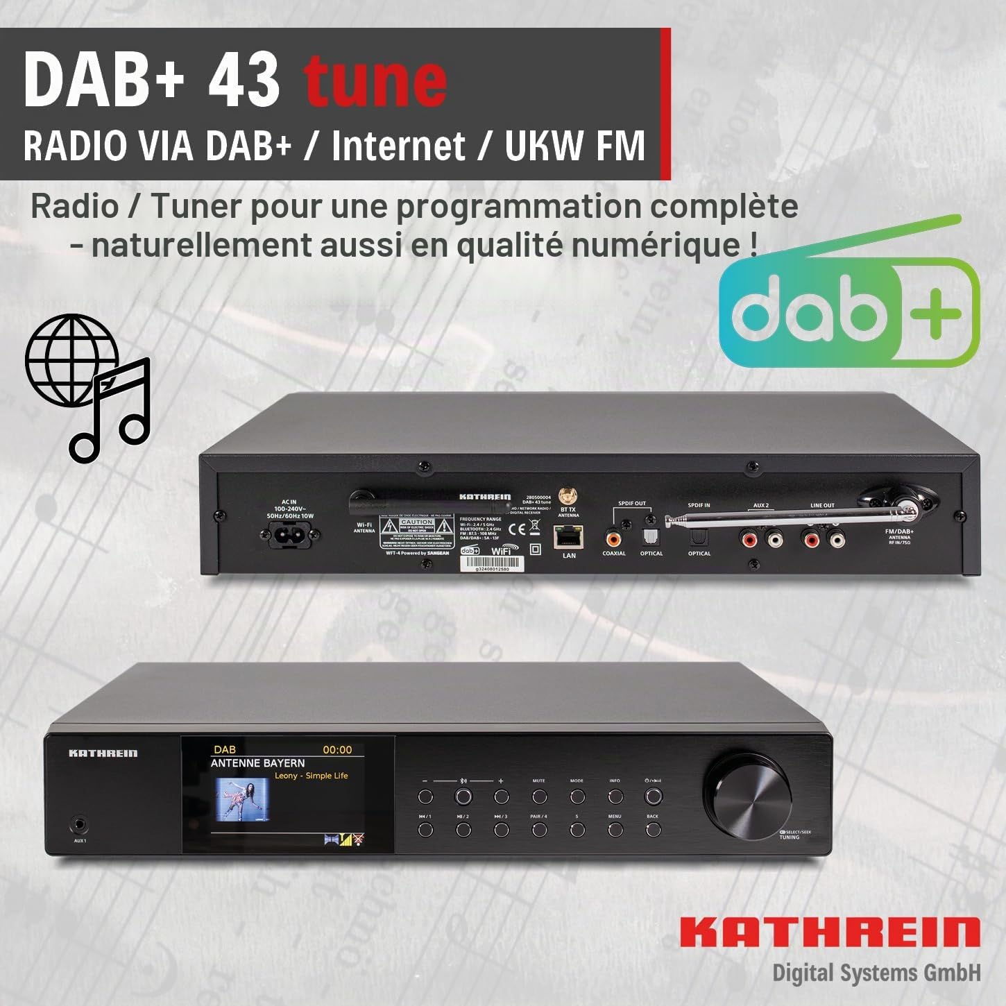 KATHREIN Dab+ 43 Tune – Module HiFi Largeur 43 cm – Noir