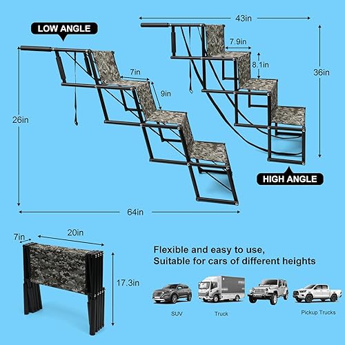 Miniatura 2 de Escaleras portátiles para perros, rampa para perros para automóvil, rampa plegable portátil de aluminio para perros, escalones para perros con