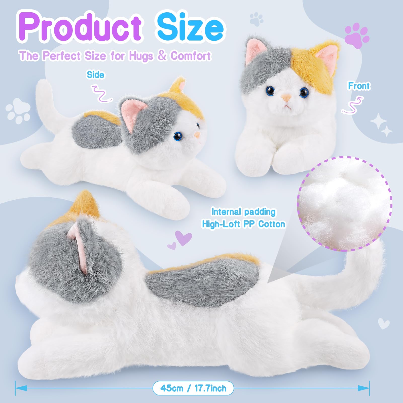 Amazon.co.jp: ZJoey 17.8インチ 猫 ぬいぐるみ ロング かわいい 猫 枕