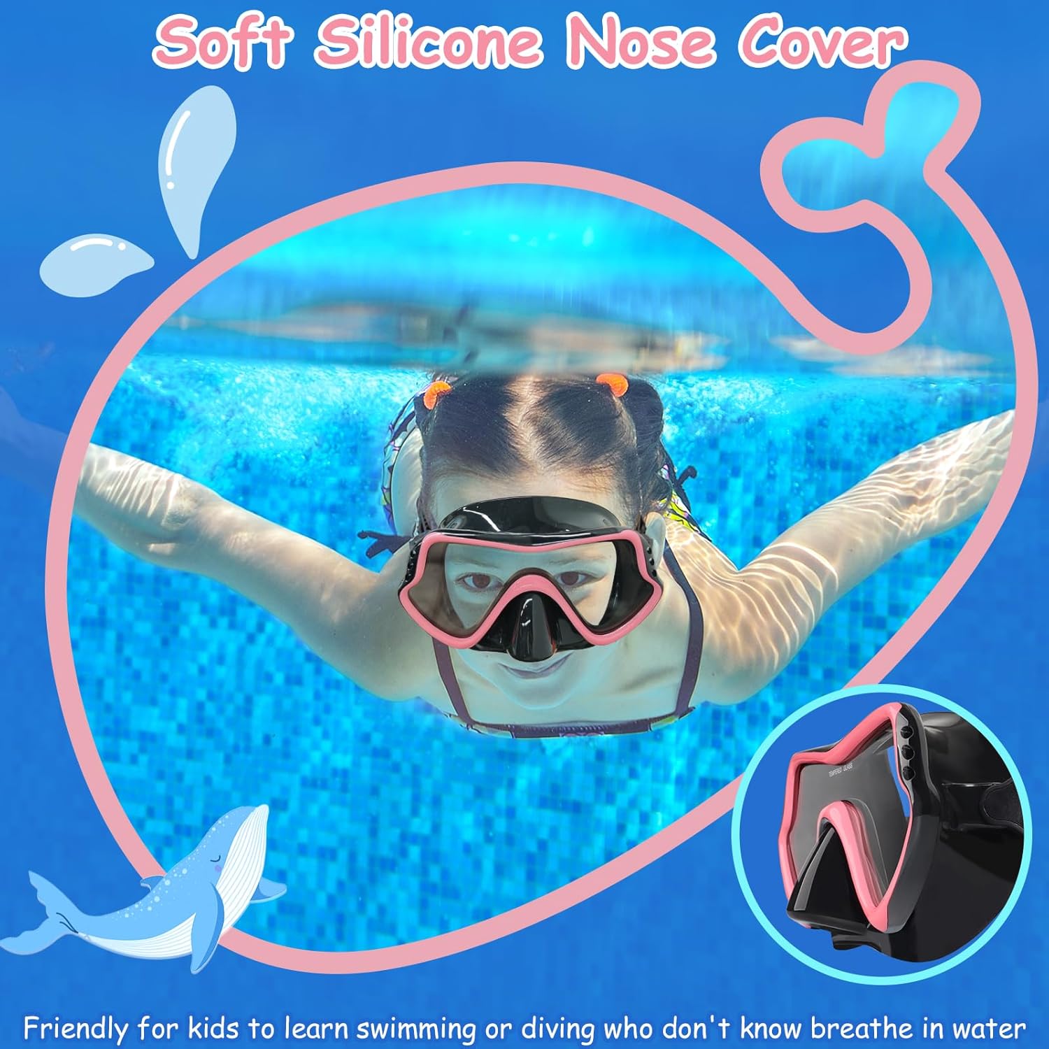 Kids Swim Goggles with Nose Cover for Youth 8-15 Anti-Fog HD Vision Pool Glasses Water Swimming Goggles