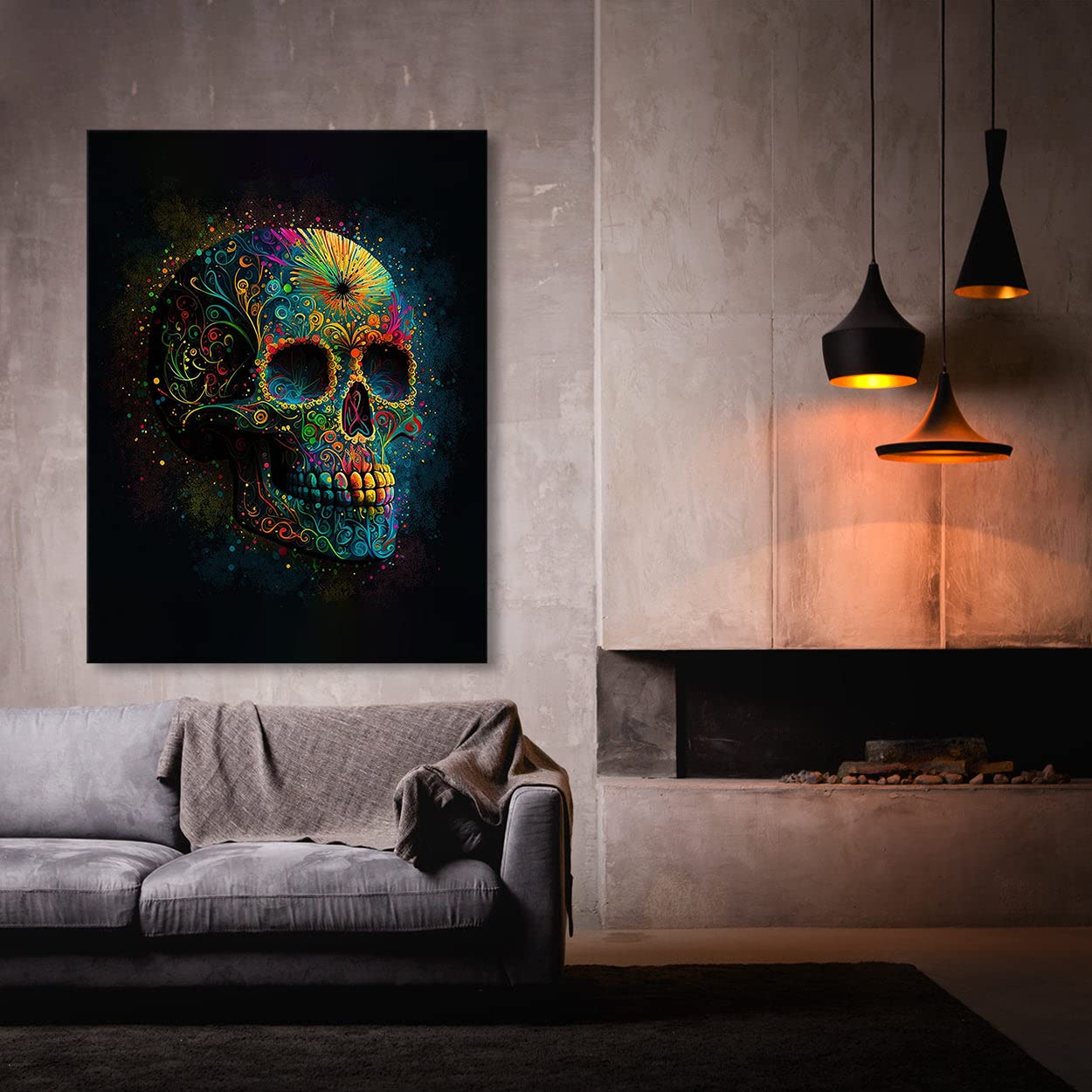 Amazon.co.jp: Sense Canvas Skull カラフル メキシカン シュガー