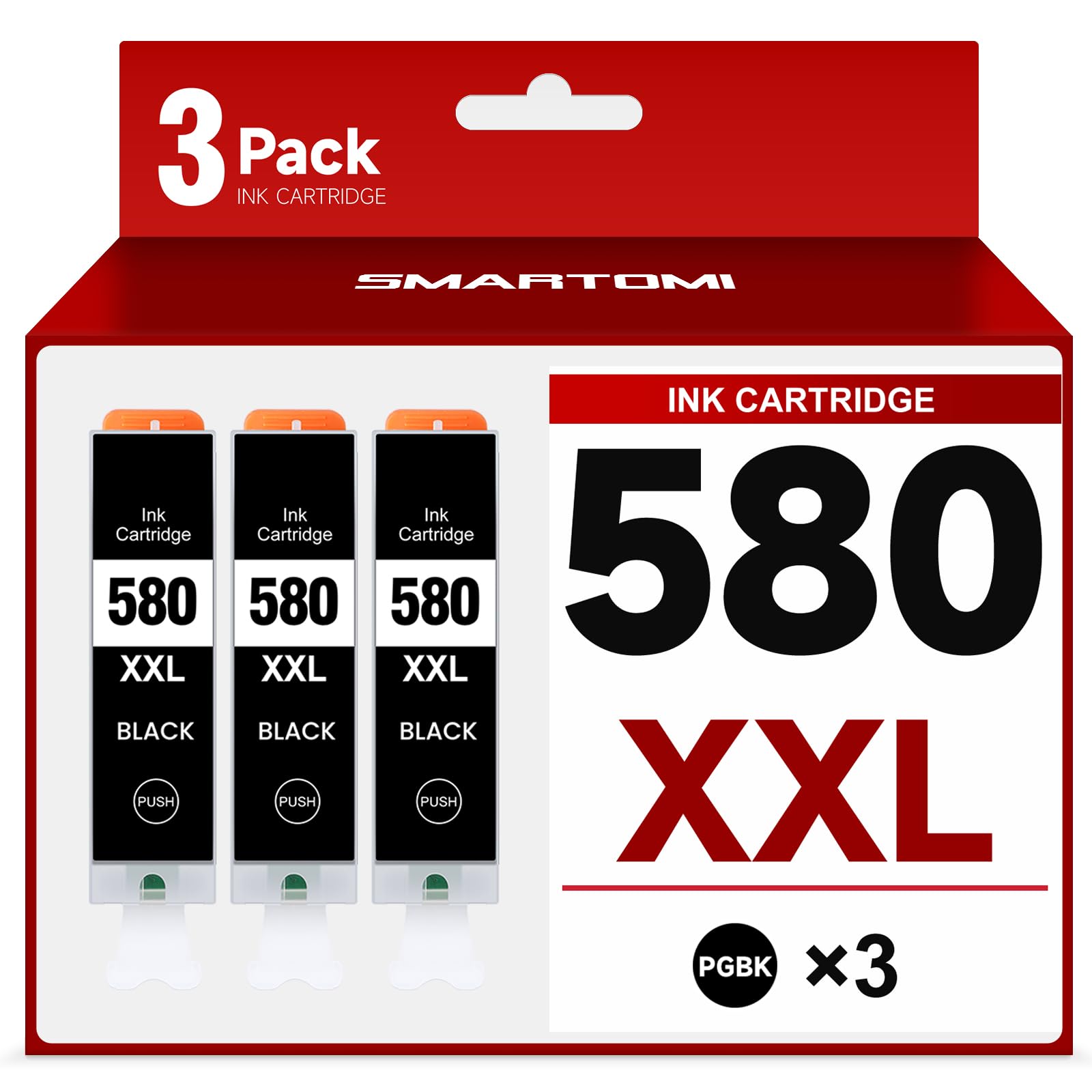 PGI-580 XXL Druckerpatronen Kompatible für Canon 580 PGBK Schwarz für Pixma Pixma TR8550 TR7650 TR7550 TR7500 TS705 TS705a TS6350 TS6350a TS9550 TS6250 TS8250 (3er-Pack)