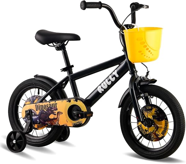 RULLY Dinosaur Kids Bike for Ages 2-7 Years Old Boys, 12 14 16 Inch BMX Style Kids Bikes with Training Wheels, Children