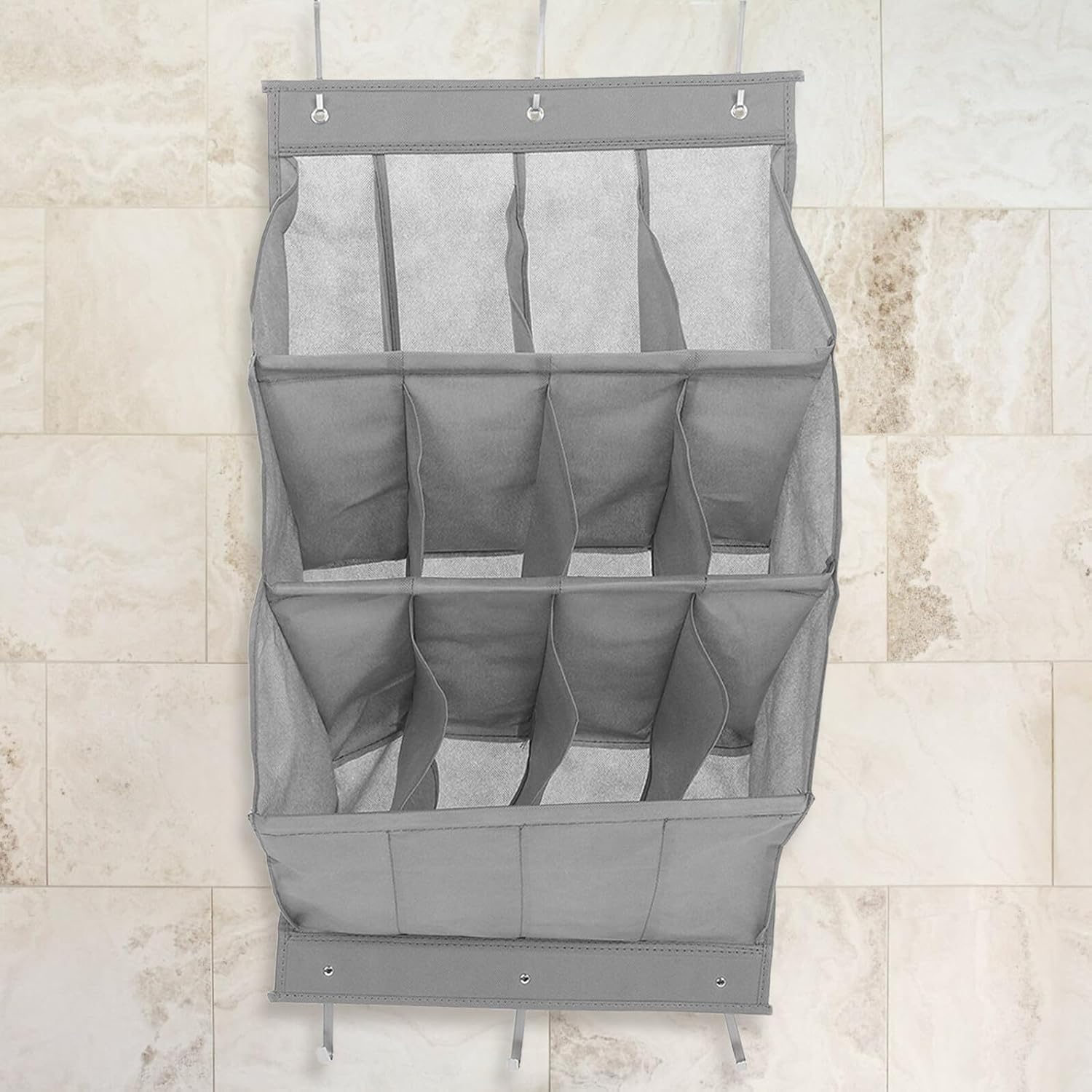 ibasenice Foldable over Door Shoe Organizer 12 Grid Polyester Hanging Rack